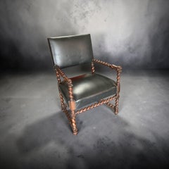 Antique Barley Twist Carved Lion Arm Chair