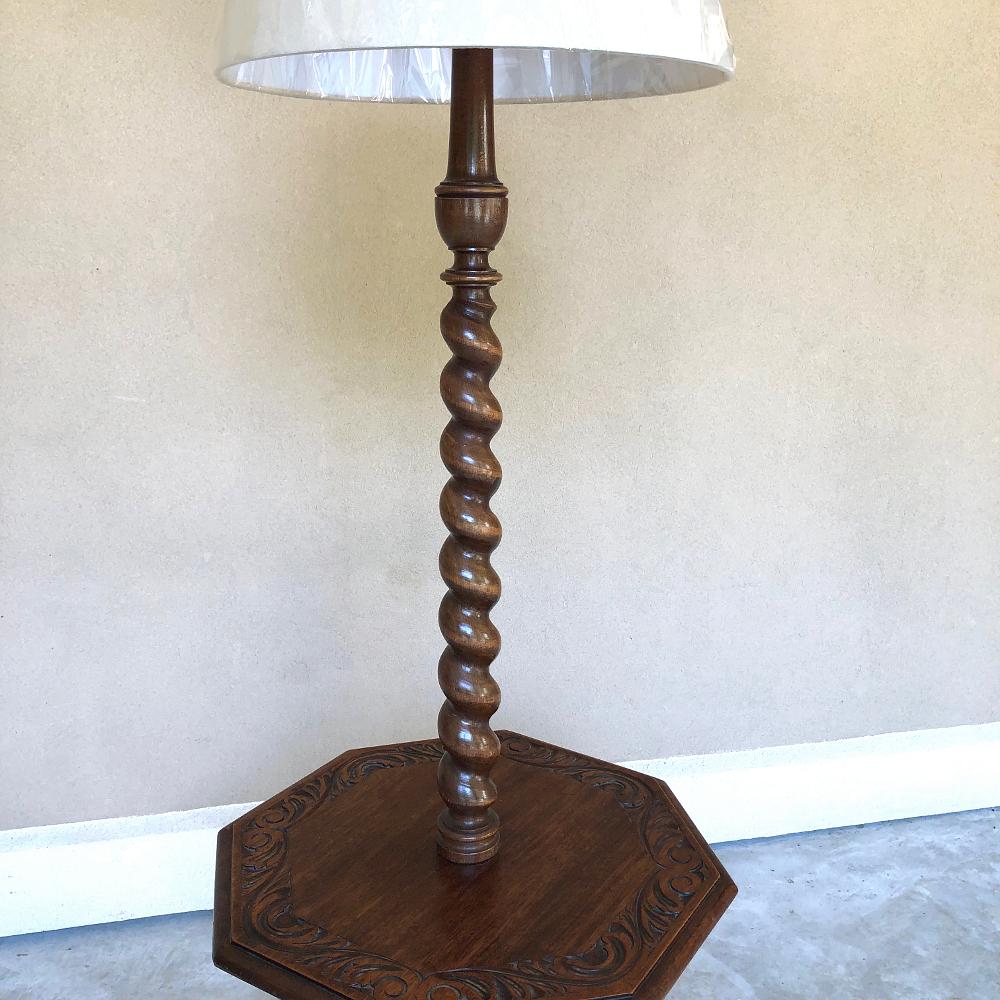 wood twist floor lamp