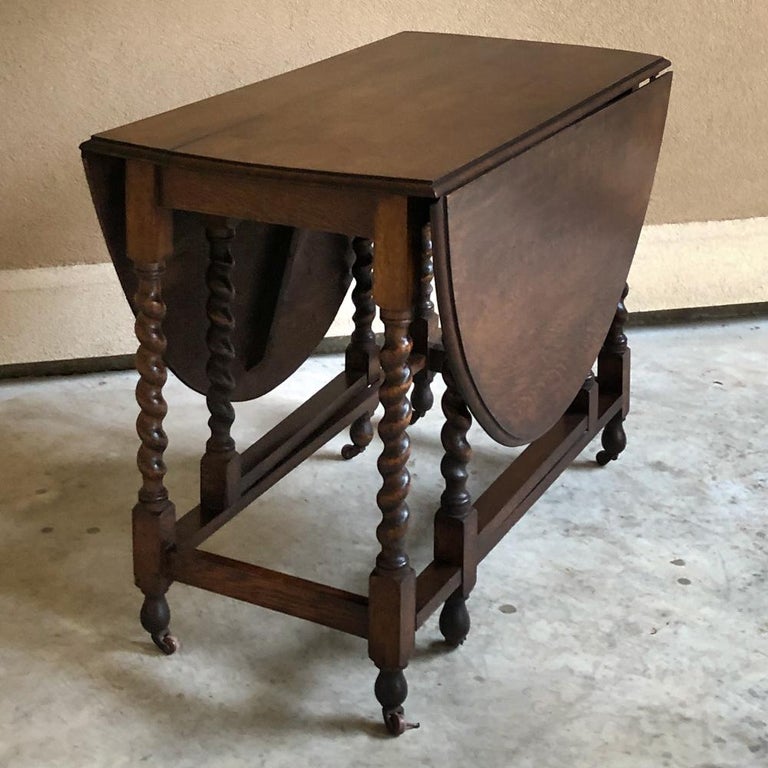 Antique Barley Twist Gateleg Drop Leaf Table at 1stDibs