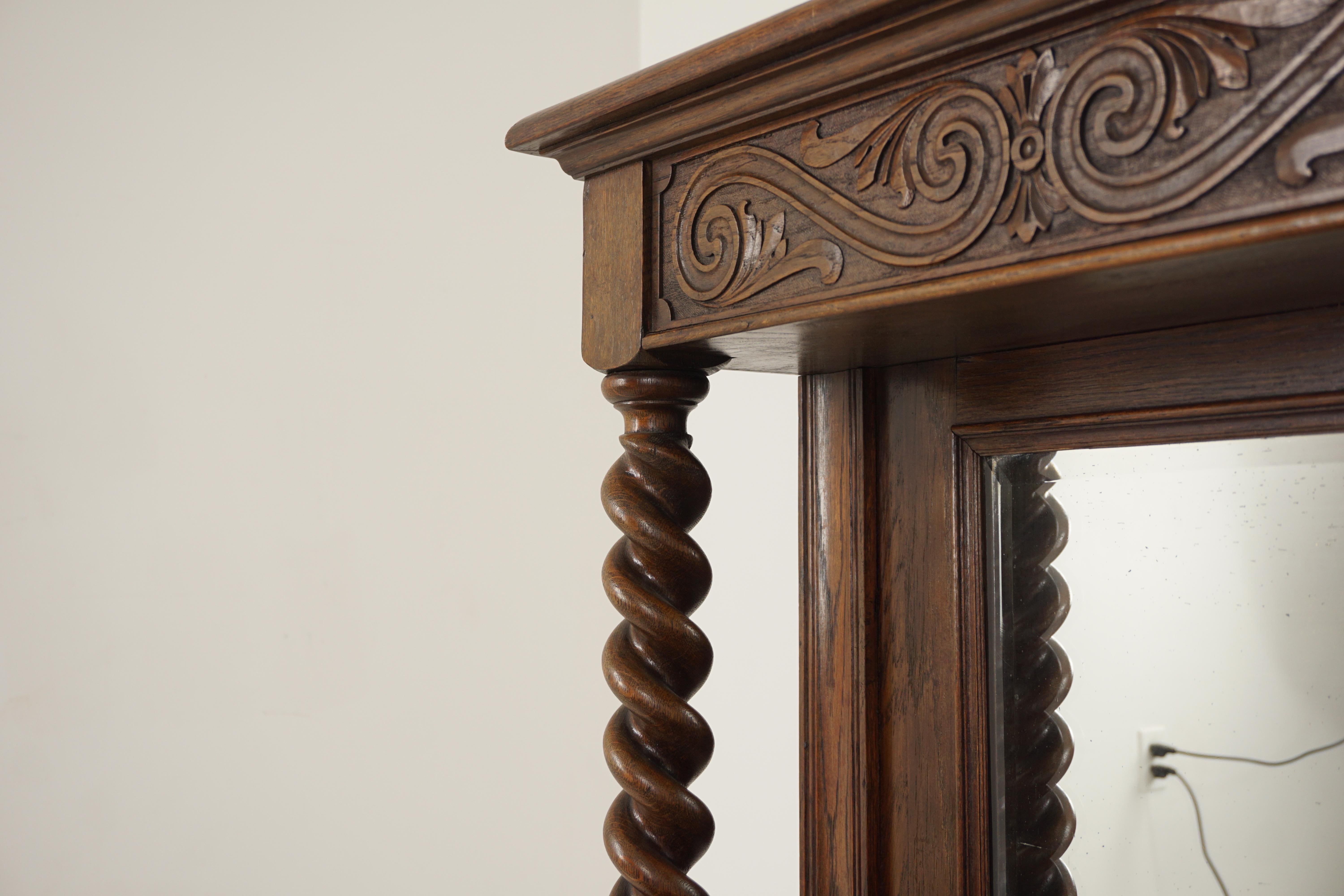 Antique Barley Twist Oak Mirror Back Sideboard, Buffet, Scotland 1910, H390 For Sale 1