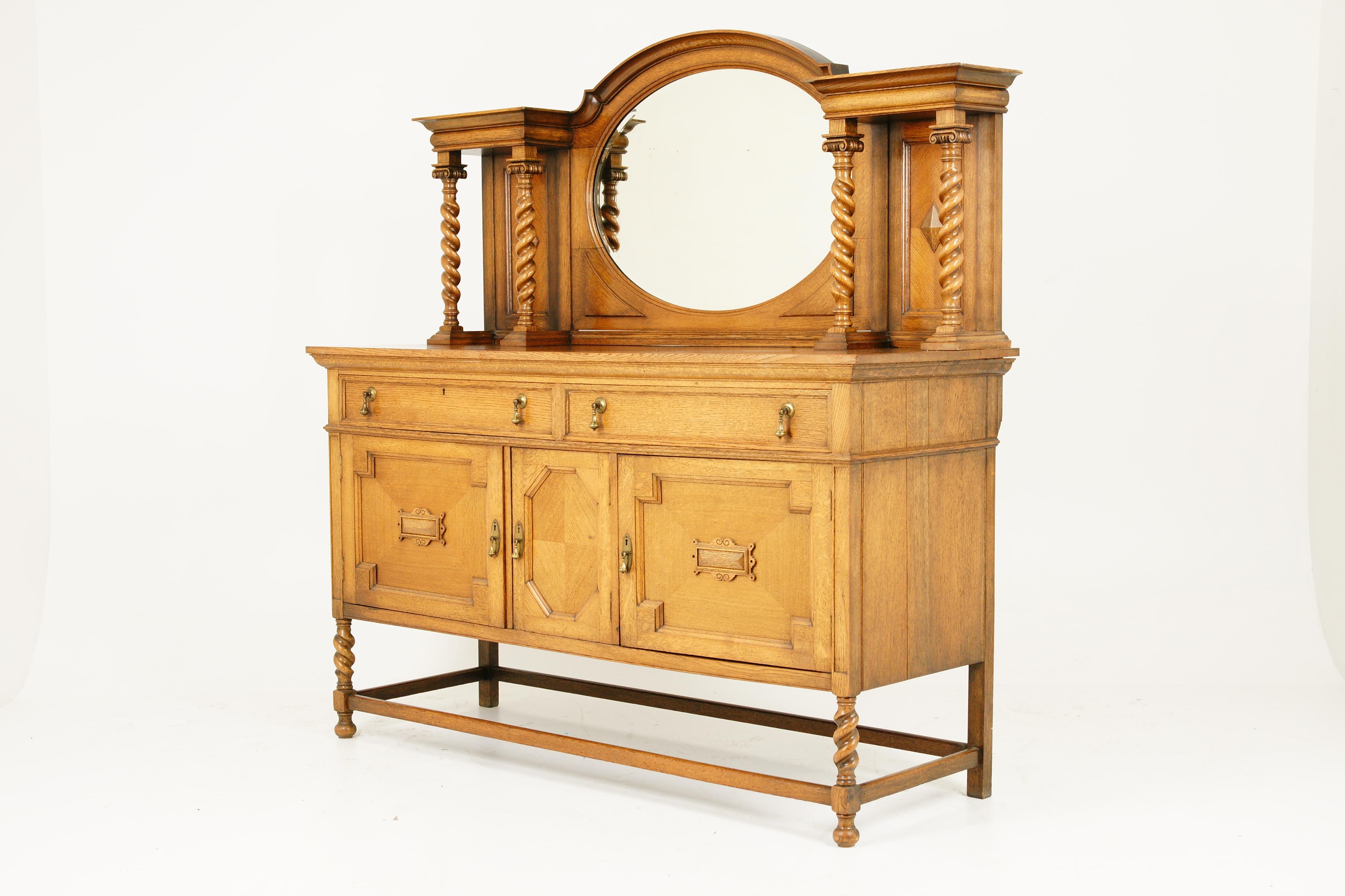 antique oak sideboard with mirror