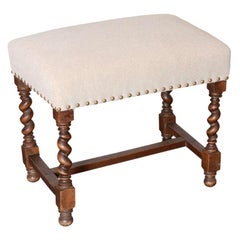 Antique Barley Twisted Foot Stool, France, Early 20th Century