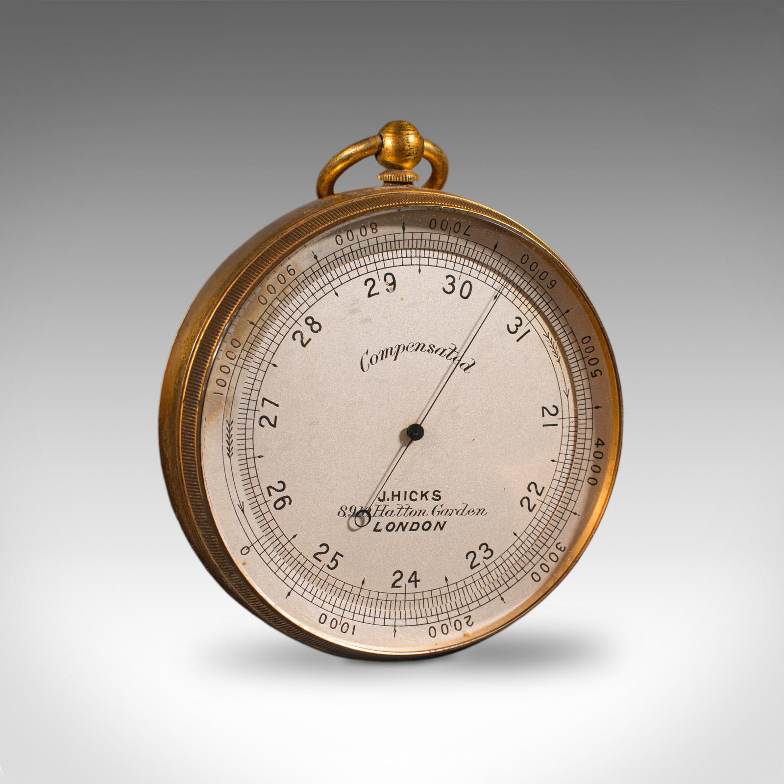 Oak Antique Barometer Altimeter, English, Explorer's Instrument, Hicks, Victorian For Sale