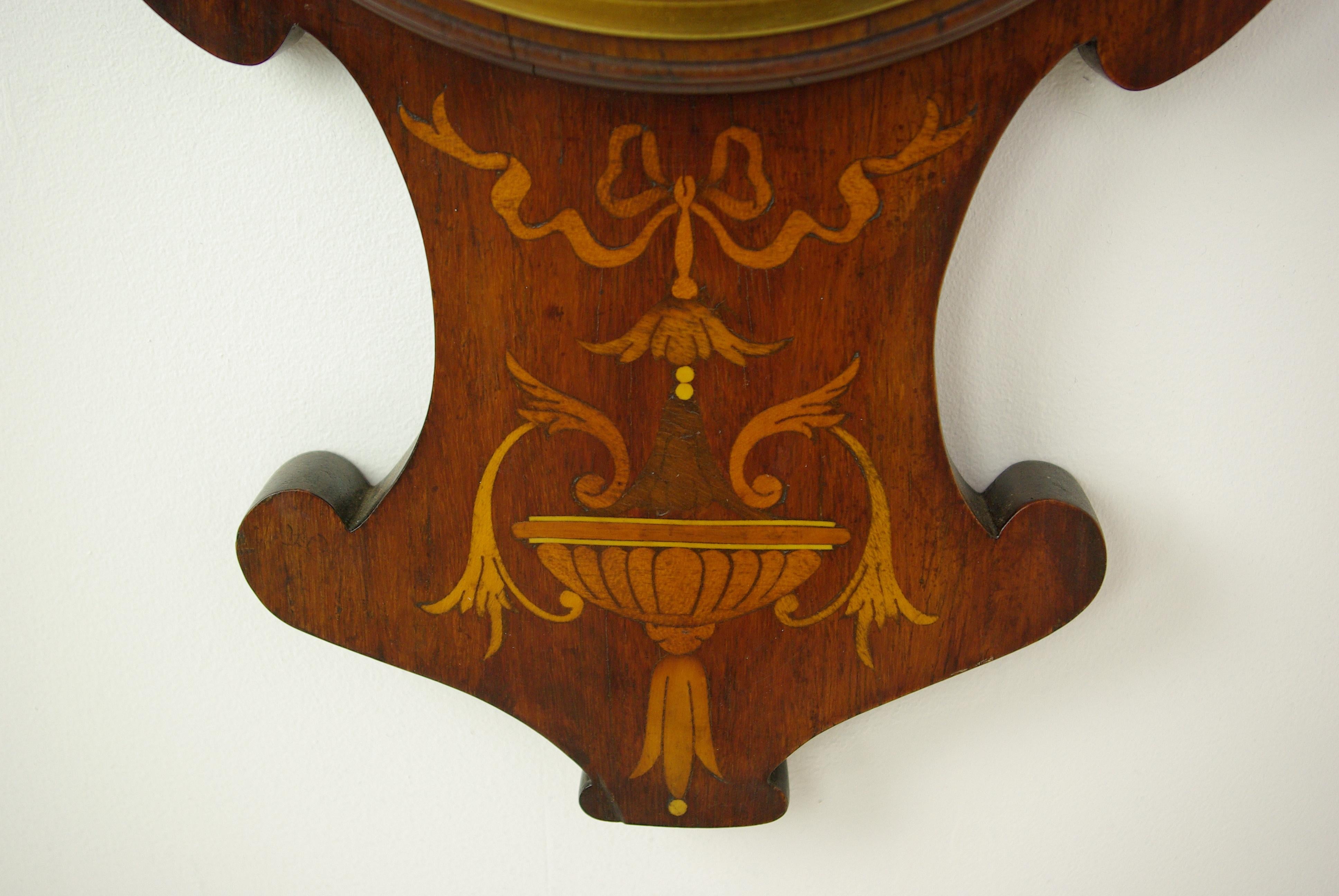 Antique Barometer, Aneroid Barometer, Carved Inlaid Barometer, Scotland, B1235 2