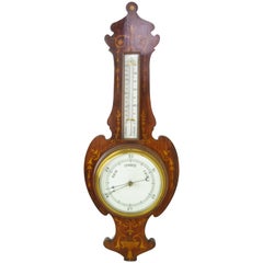 Antique Barometer, Aneroid Barometer, Carved Inlaid Barometer, Scotland, B1235