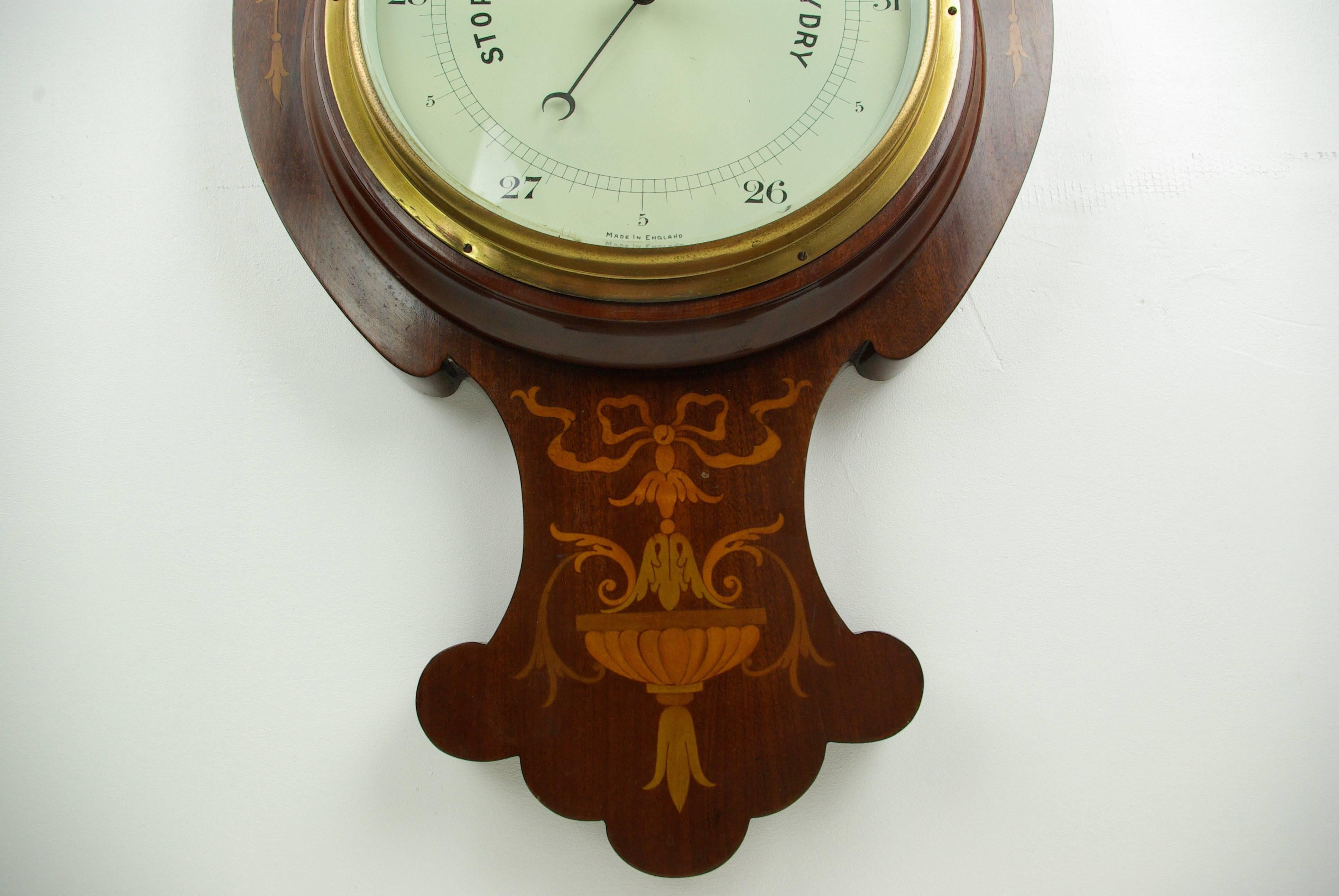 Antique Barometer, Decorative Barometer, Aneroid Barometer, Scotland, 1910 In Excellent Condition In Vancouver, BC