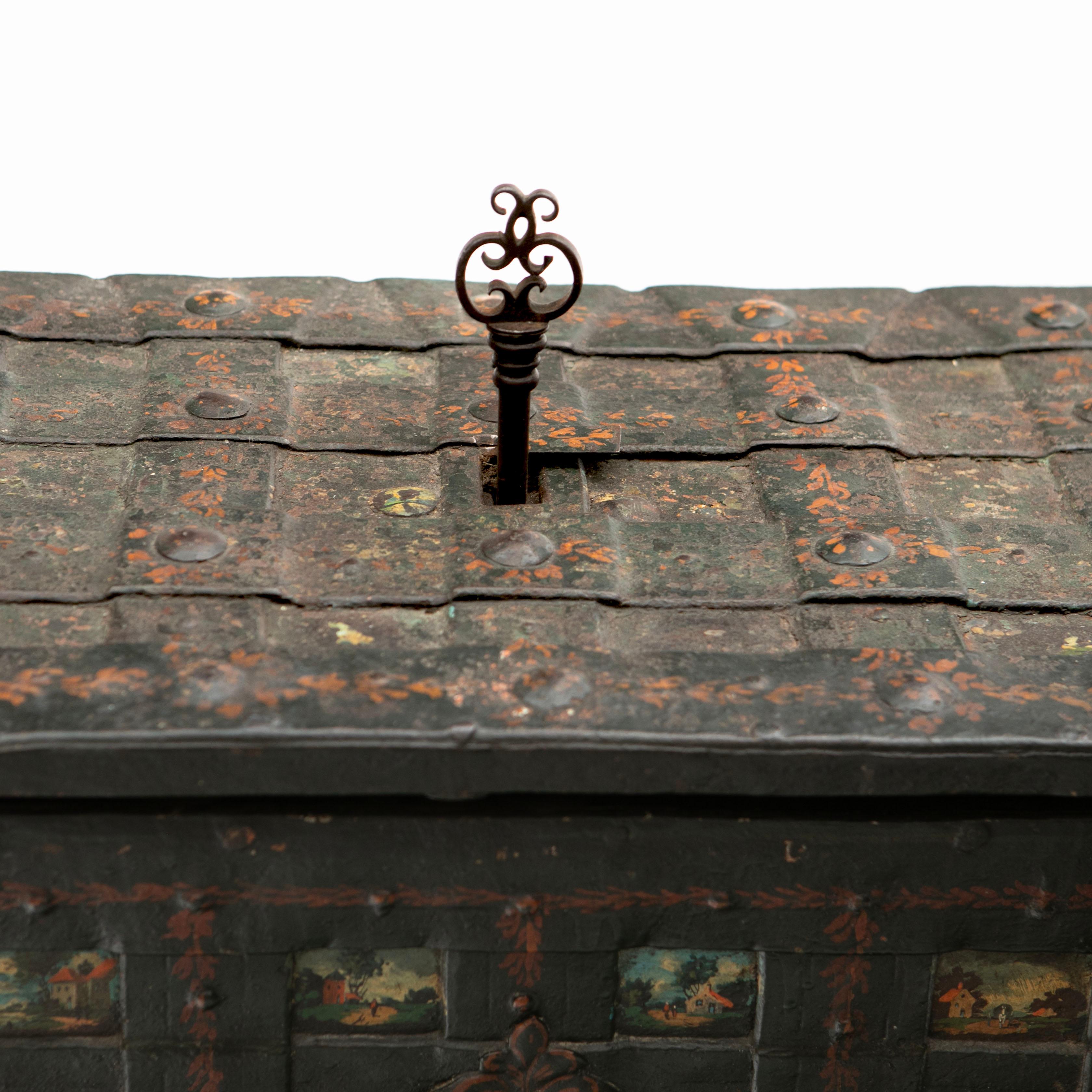 Antique Baroque Amanda Iron Strongbox  For Sale 10