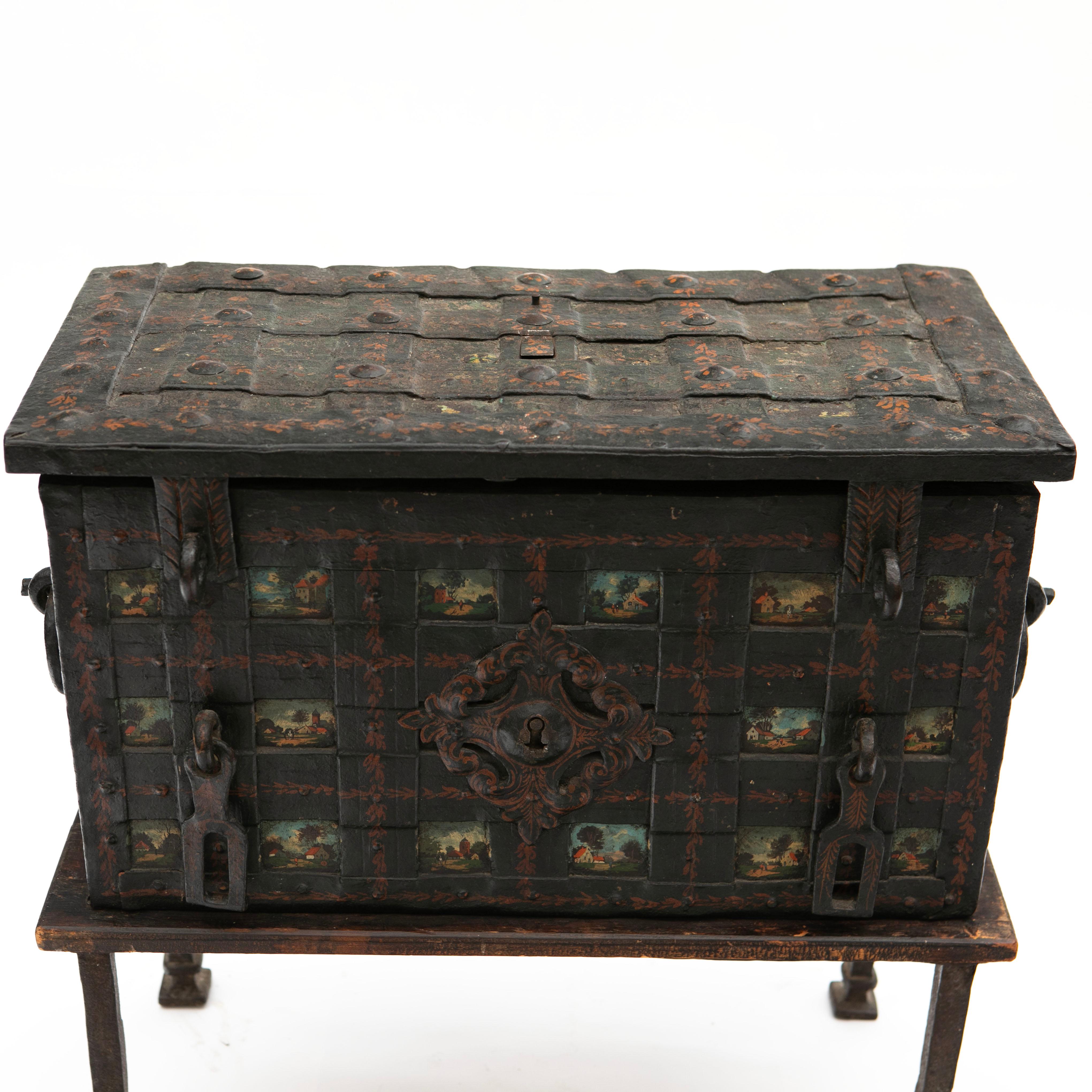 Antique Baroque Amanda Iron Strongbox  For Sale 2