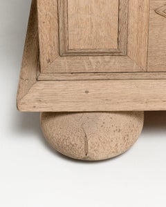 Antique Baroque Armoire in Bleached Oak with Carved Diamond Doors