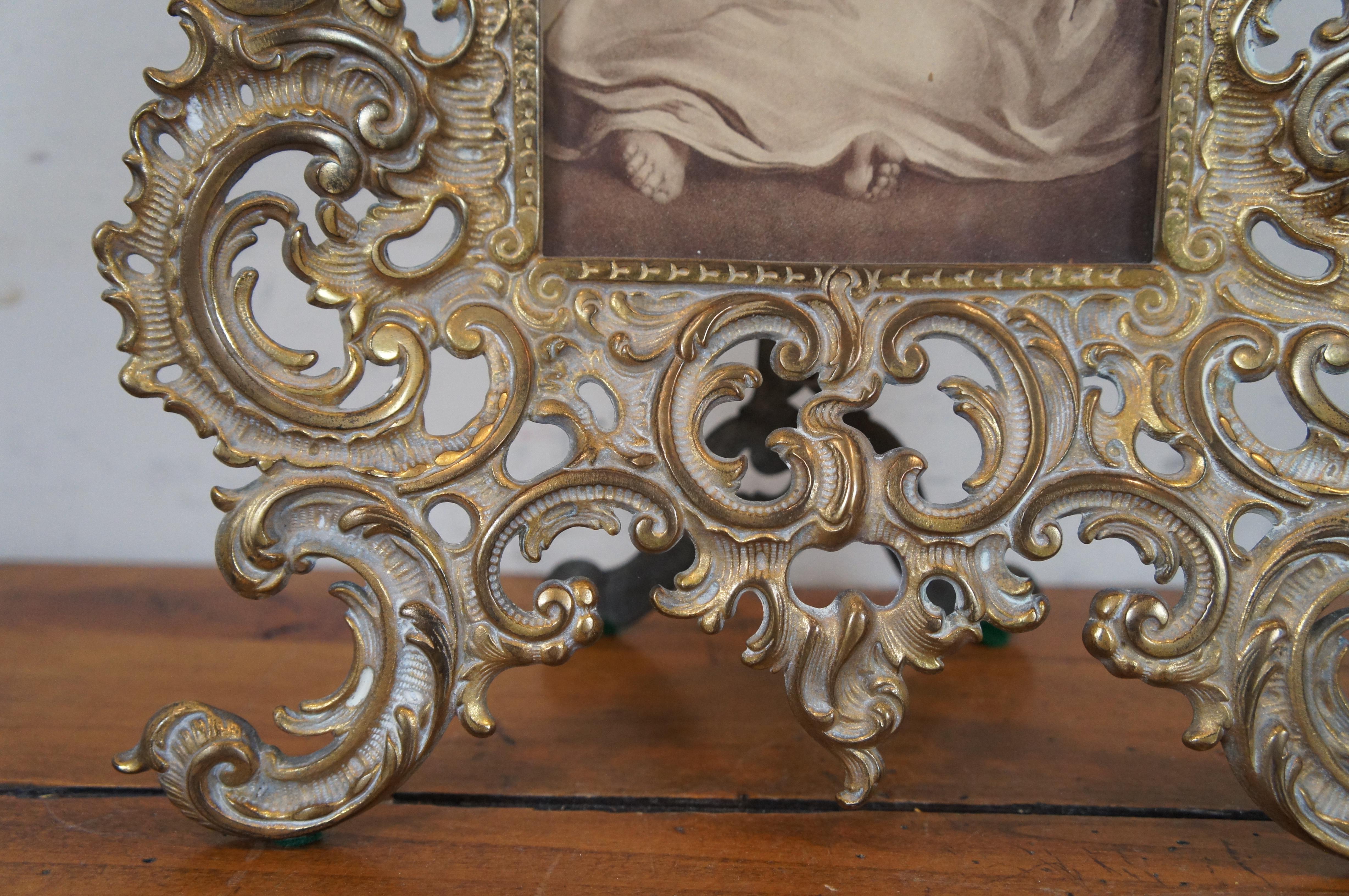 Antique Baroque Art Nouveau National Brass Iron Works Picture Frame 2071 12