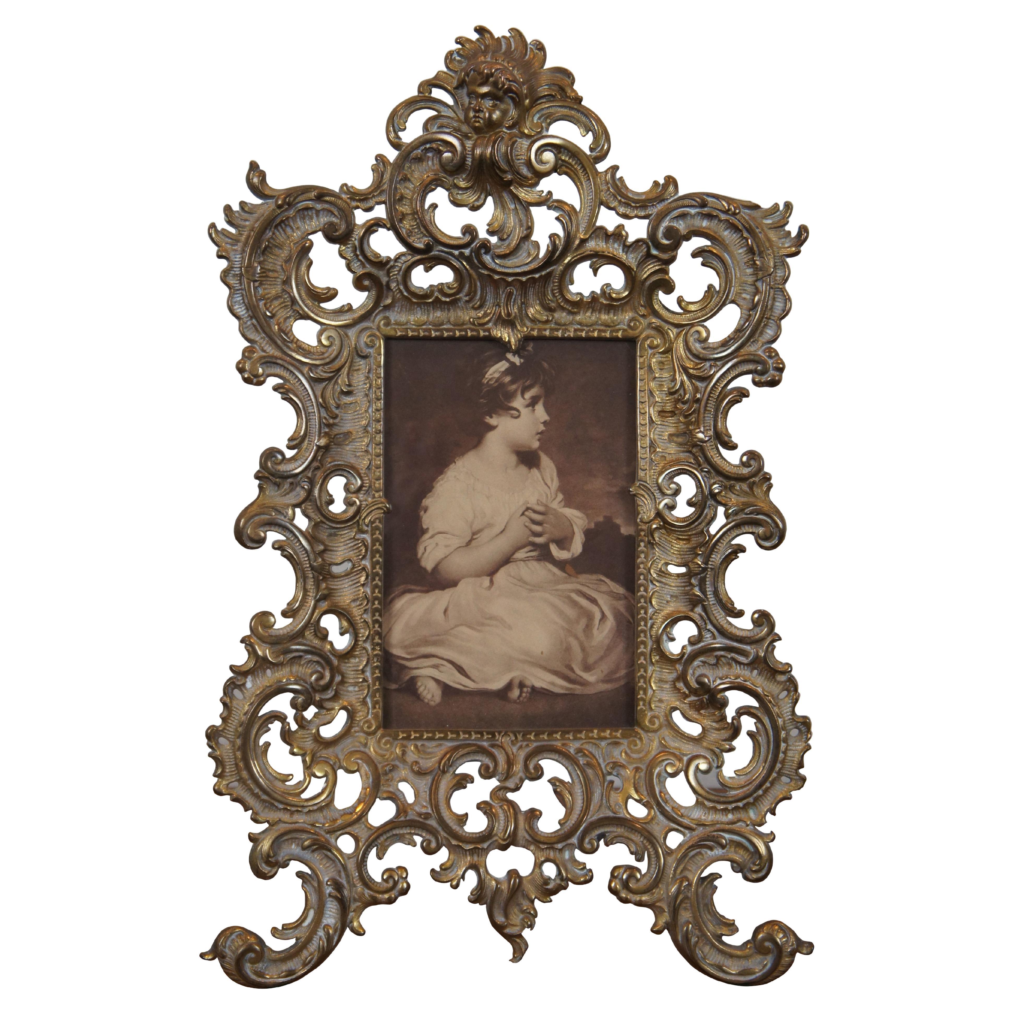 Antique Baroque Art Nouveau National Brass Iron Works Picture Frame 2071 12"