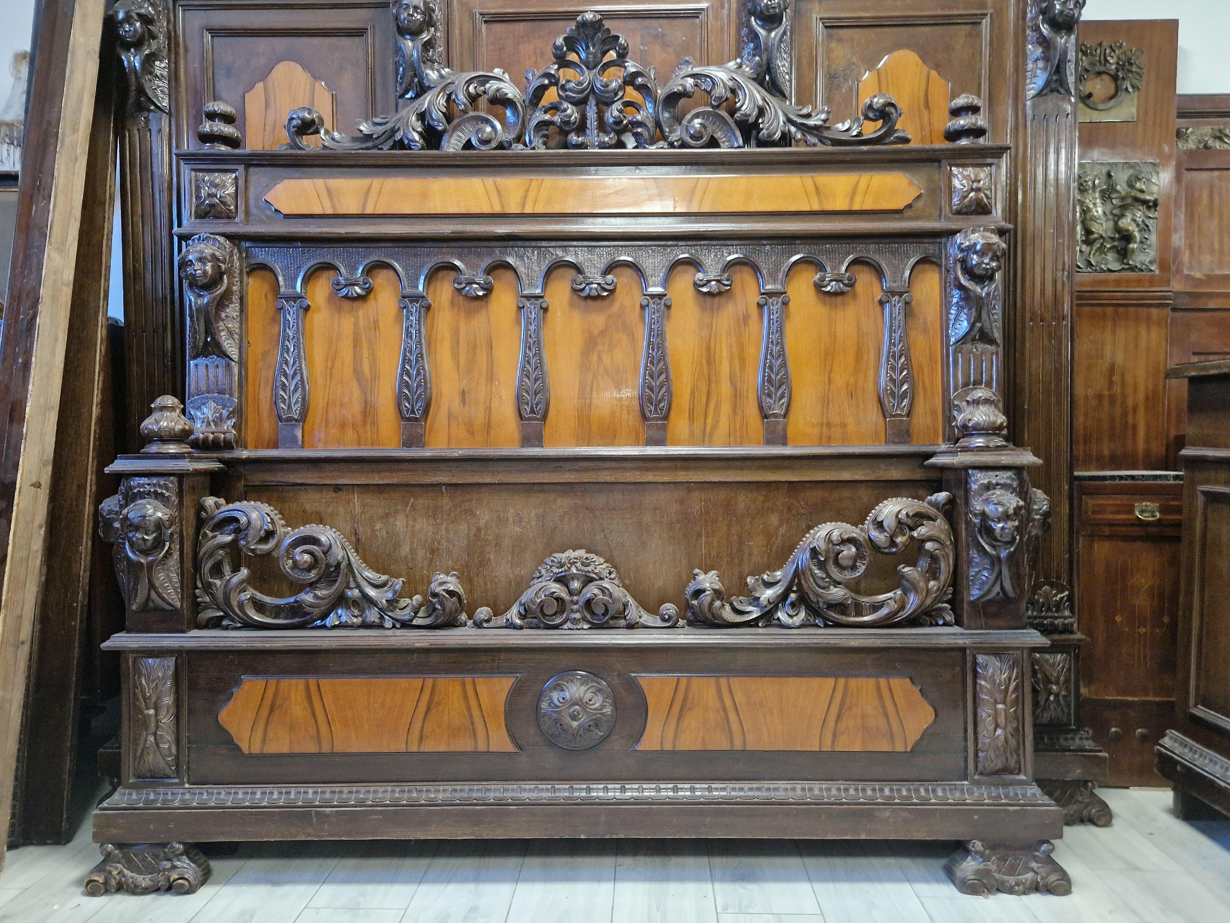 This Fabulous 5-piece bedroom set features a magnificent king-size bed with an impressive Baroque-style headboard and footboard, crafted from Beautiful solid wood. The bed has a fabulous carved putti cherubs to the Headboard and Footboard. The set