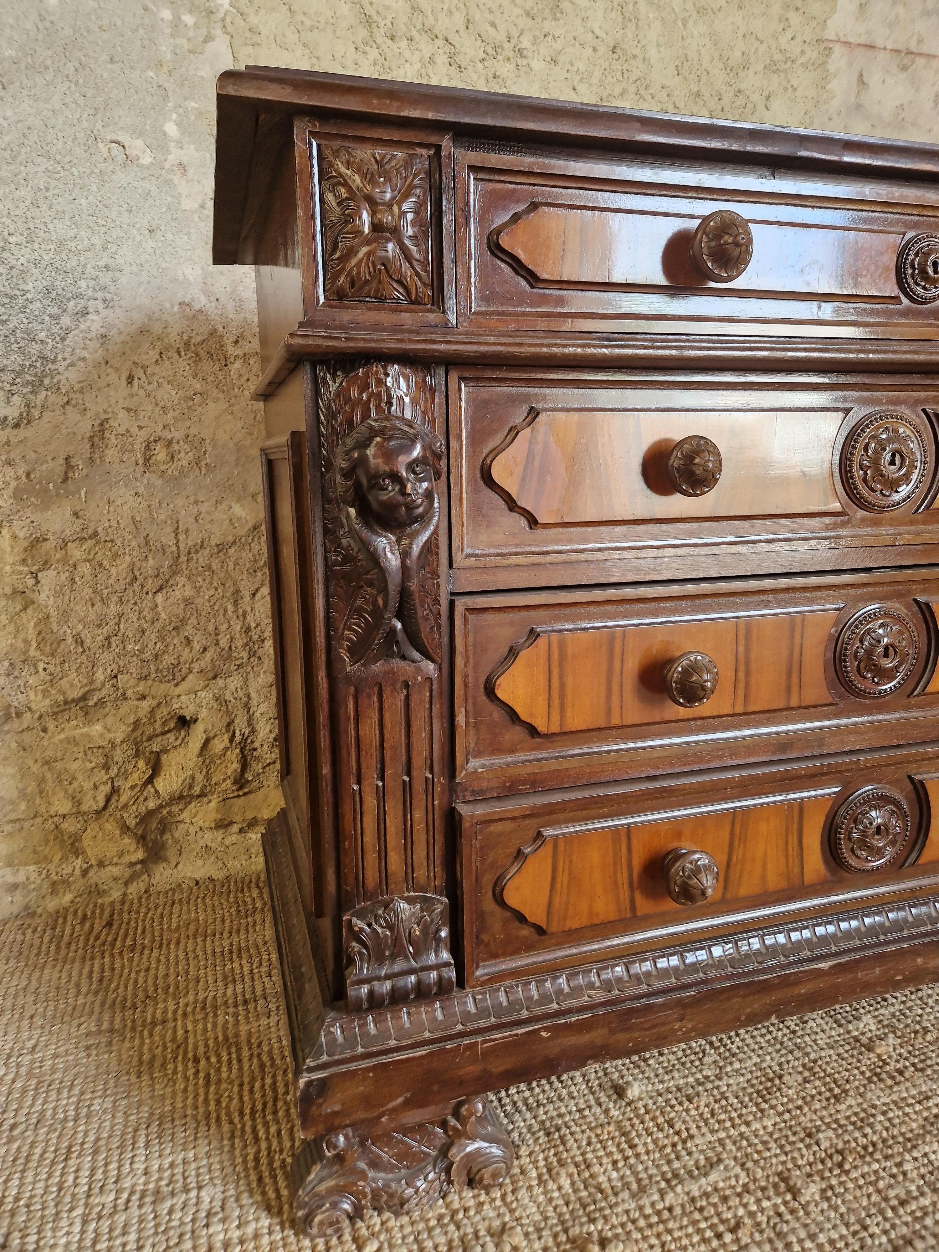 Hand-Carved Antique Baroque Bedroom Set 19th Century