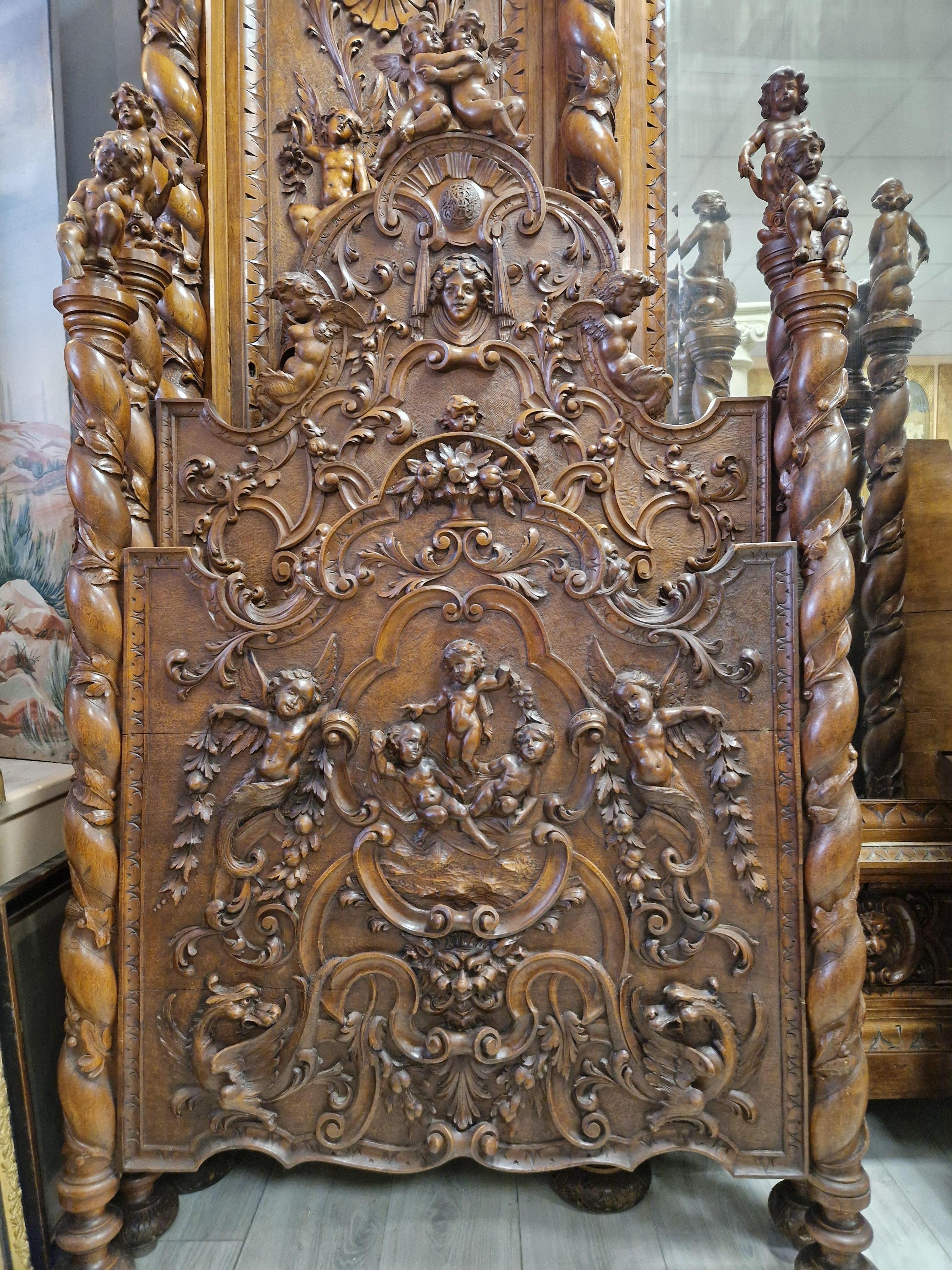19th Century Renaissance Bedroom Set with King Size Bed For Sale 7