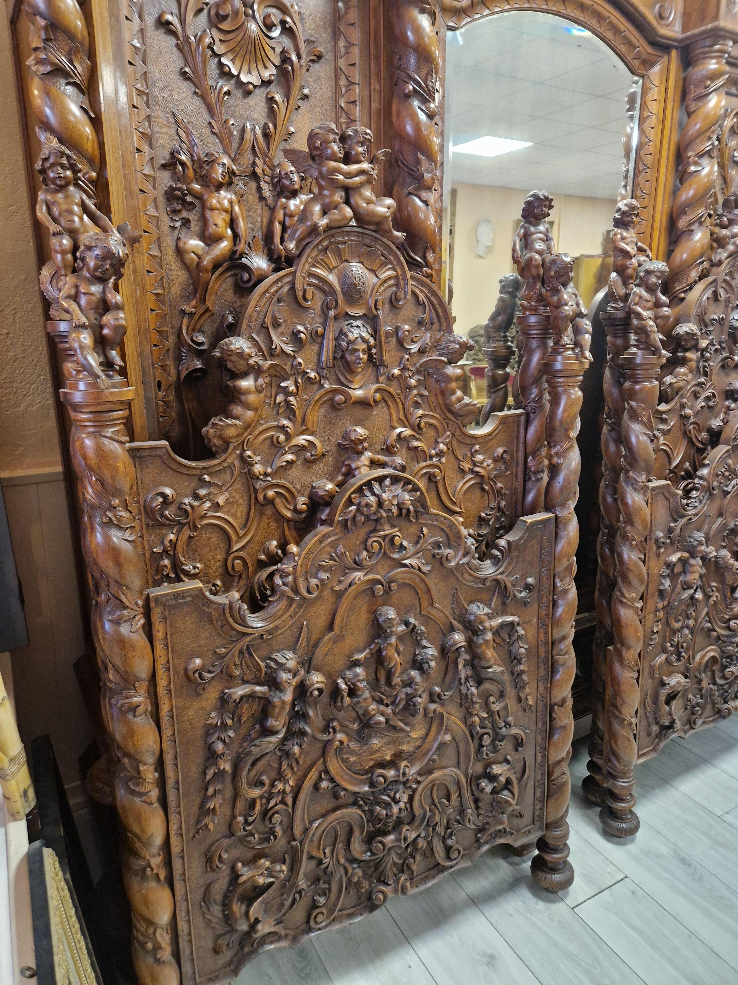 19th Century Renaissance Bedroom Set with King Size Bed For Sale 8