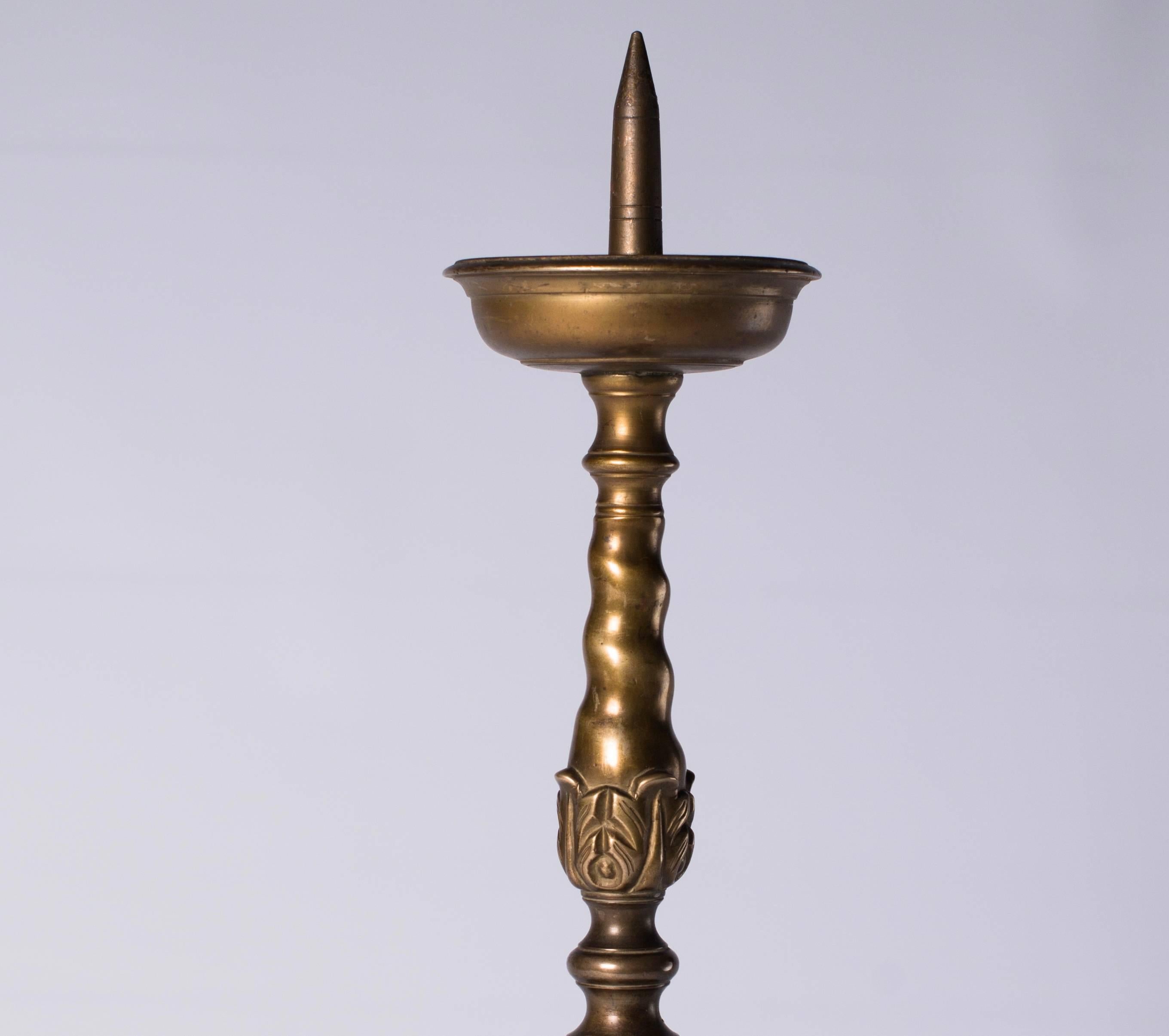 Antique Baroque Bronze Candlesticks In Excellent Condition For Sale In EL Waalre, NL
