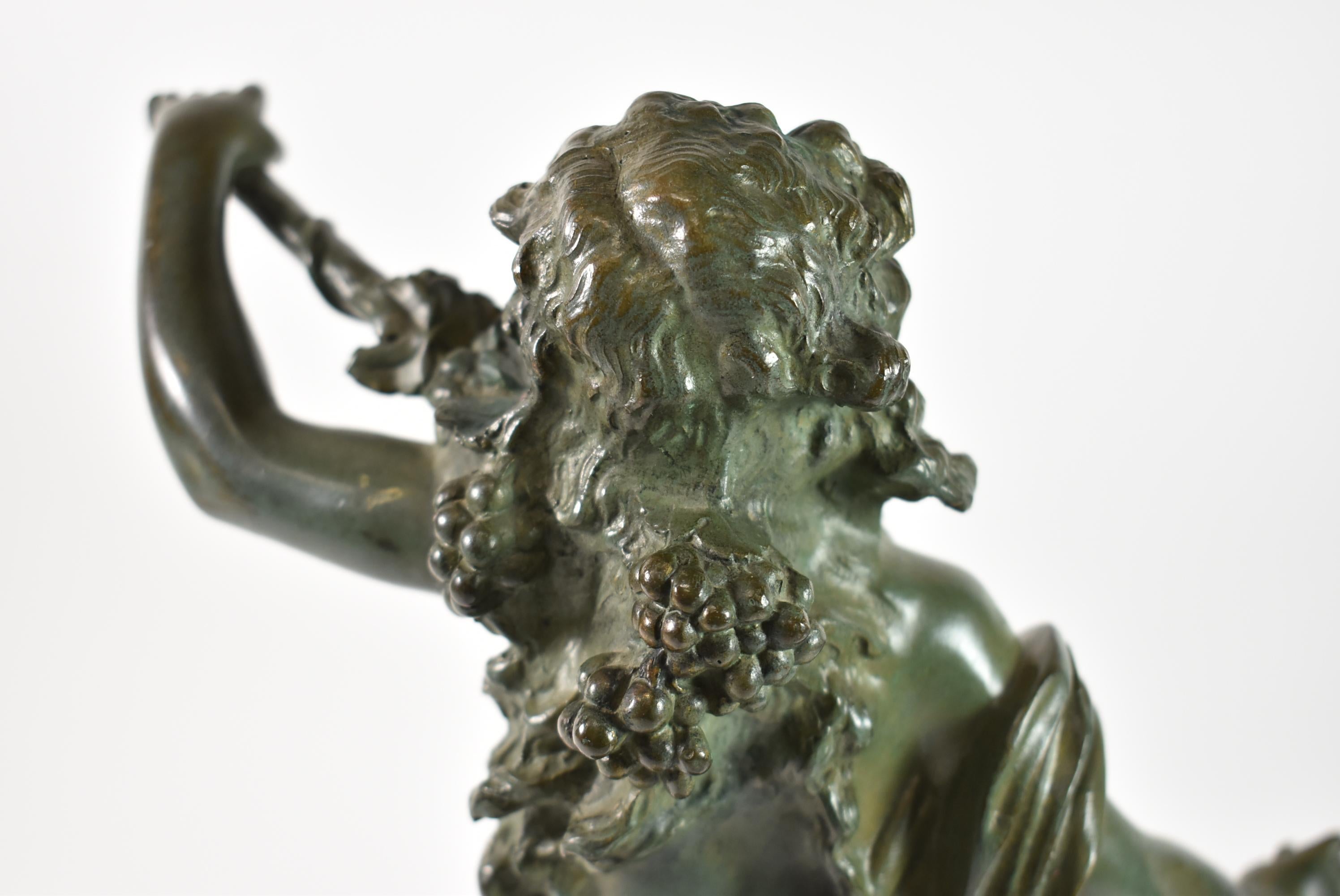 Antique Baroque Bronze Nude Female Figure & Goatman Sculpture For Sale 2