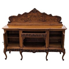 Antique Baroque Carved Wood Sideboard Cabinet