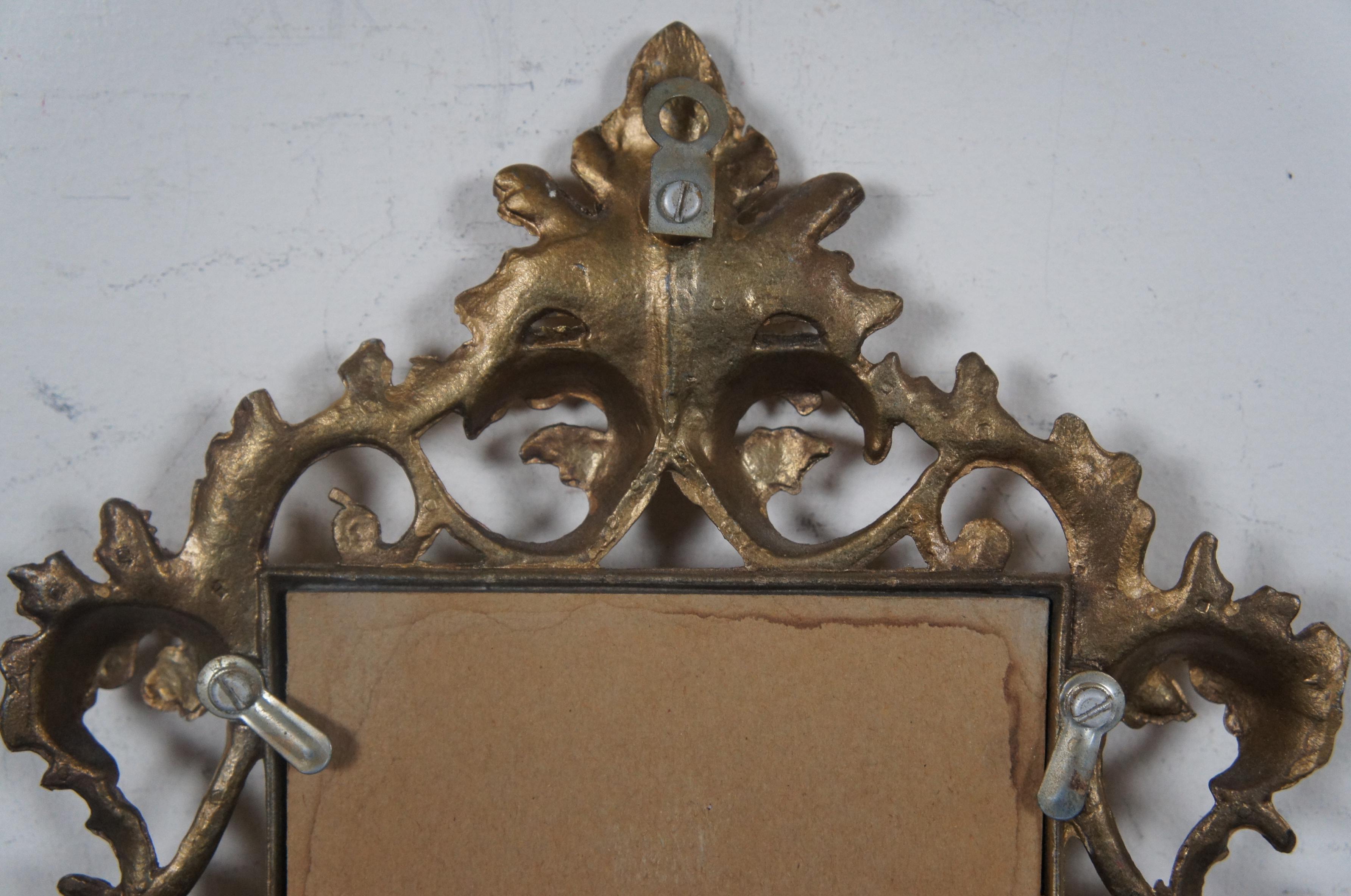 19th Century Antique Baroque Cast Iron Gilt Tabletop Picture Mirror Frame French European