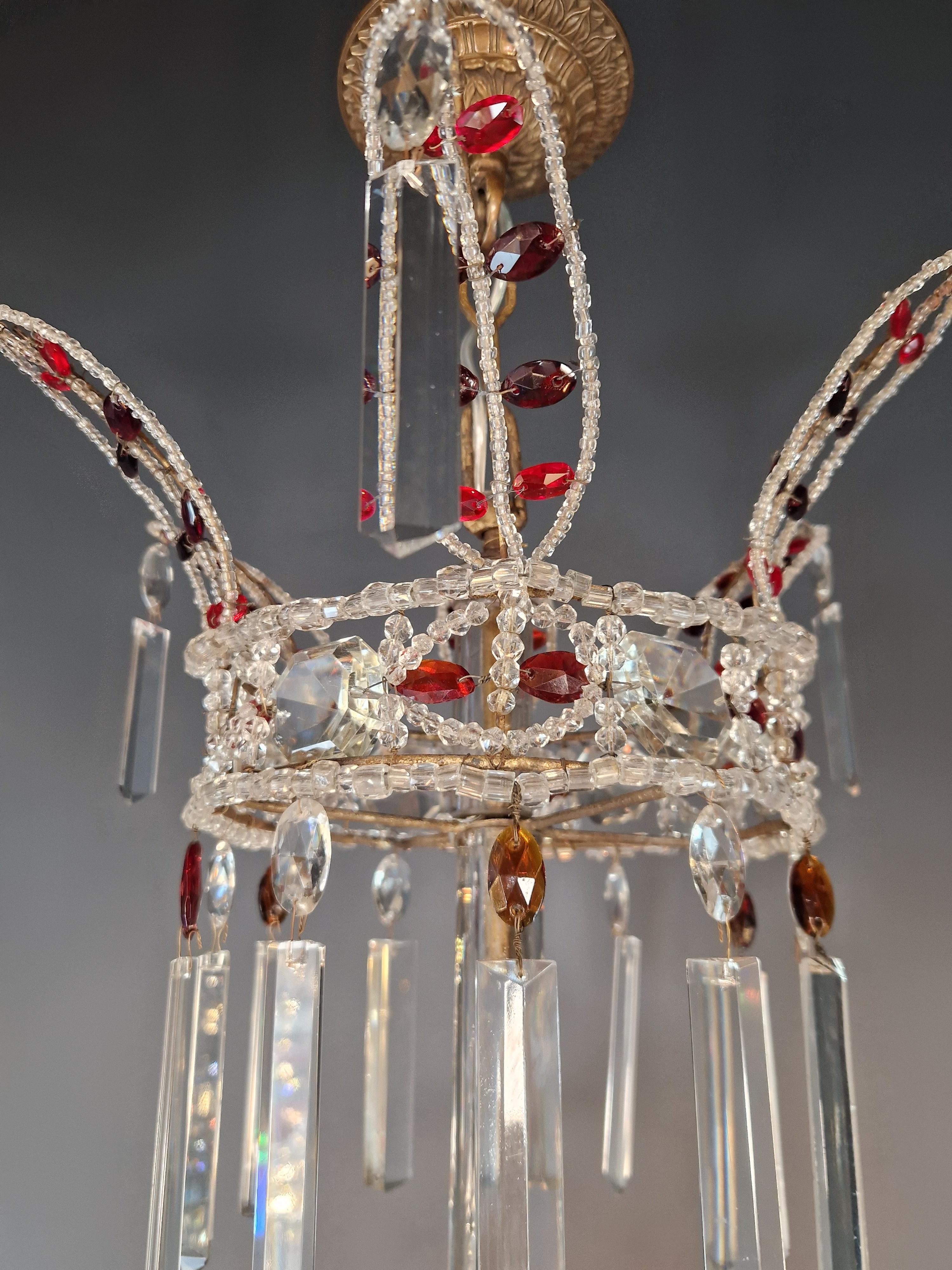 Antique Baroque Chandelier from 1860 Fully Restored Masterpiece Red Crystal For Sale 7