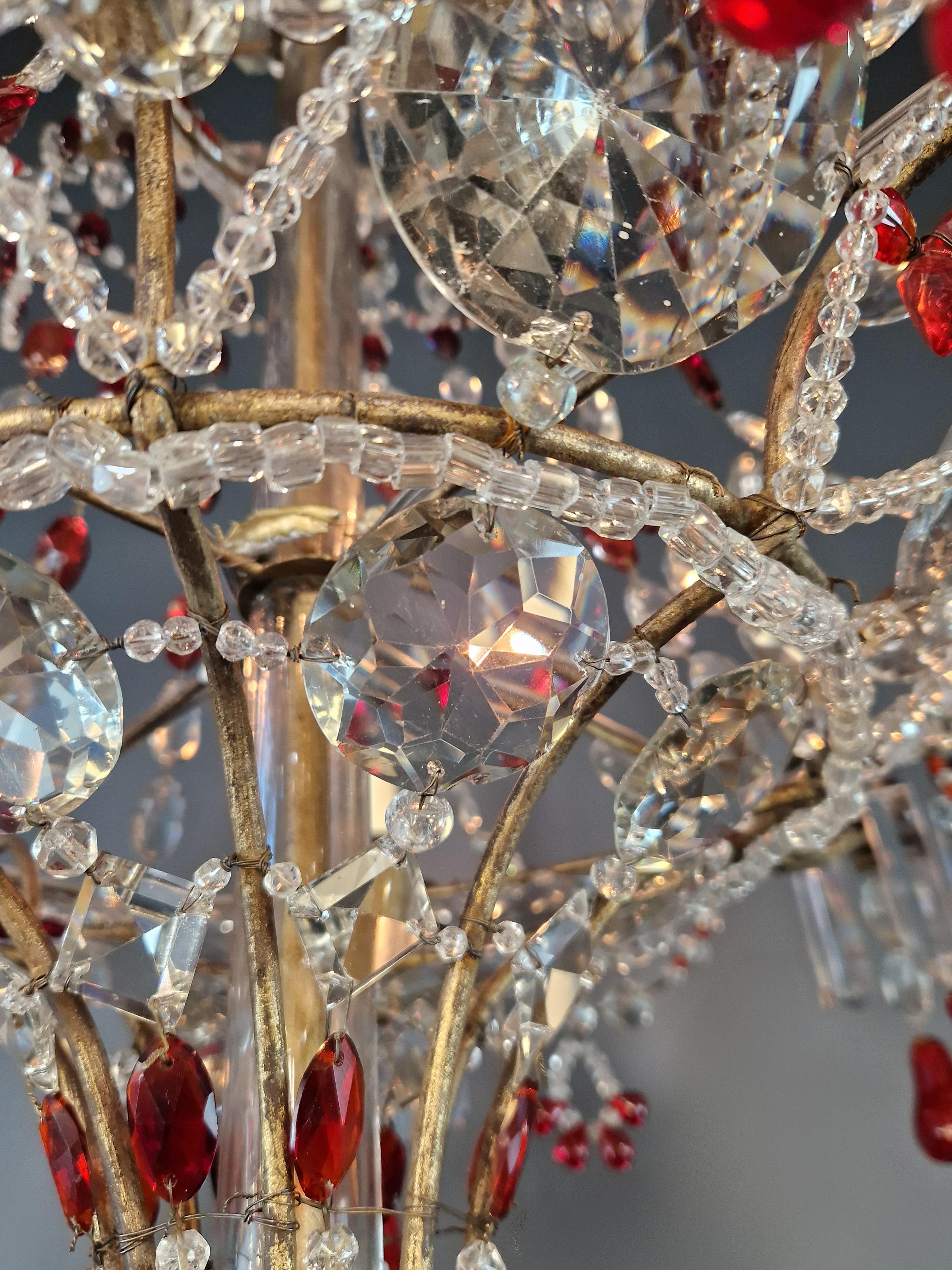 Antique Baroque Chandelier from 1860 Fully Restored Masterpiece Red Crystal For Sale 1