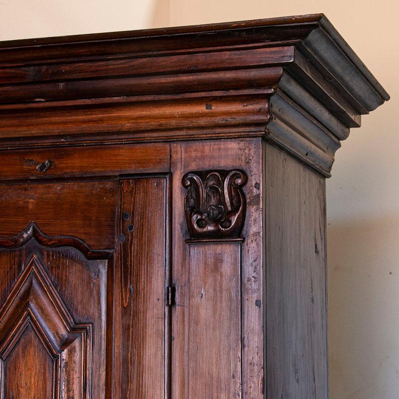 Antique Baroque Dark Oak Armoire with Heavily Paneled Doors from Denmark 6