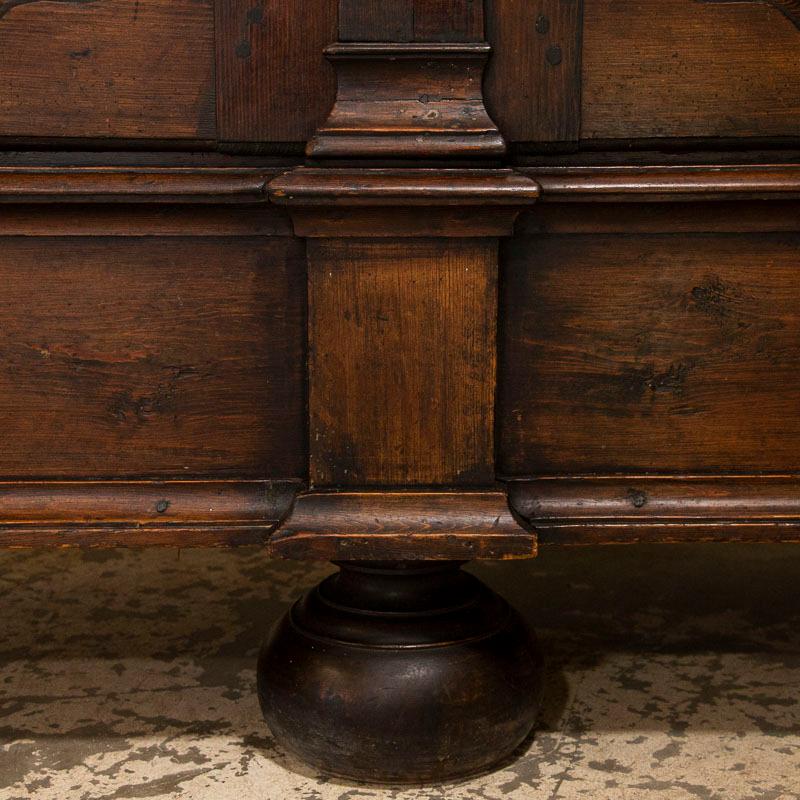 Antique Baroque Dark Oak Armoire with Heavily Paneled Doors from Denmark 8