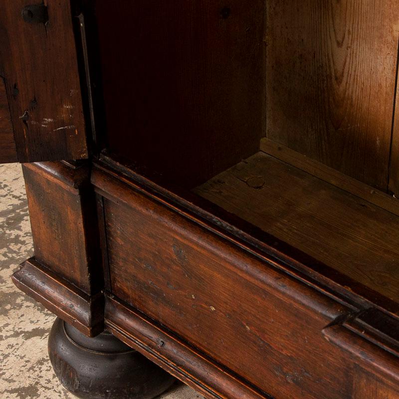 Antique Baroque Dark Oak Armoire with Heavily Paneled Doors from Denmark In Good Condition In Round Top, TX