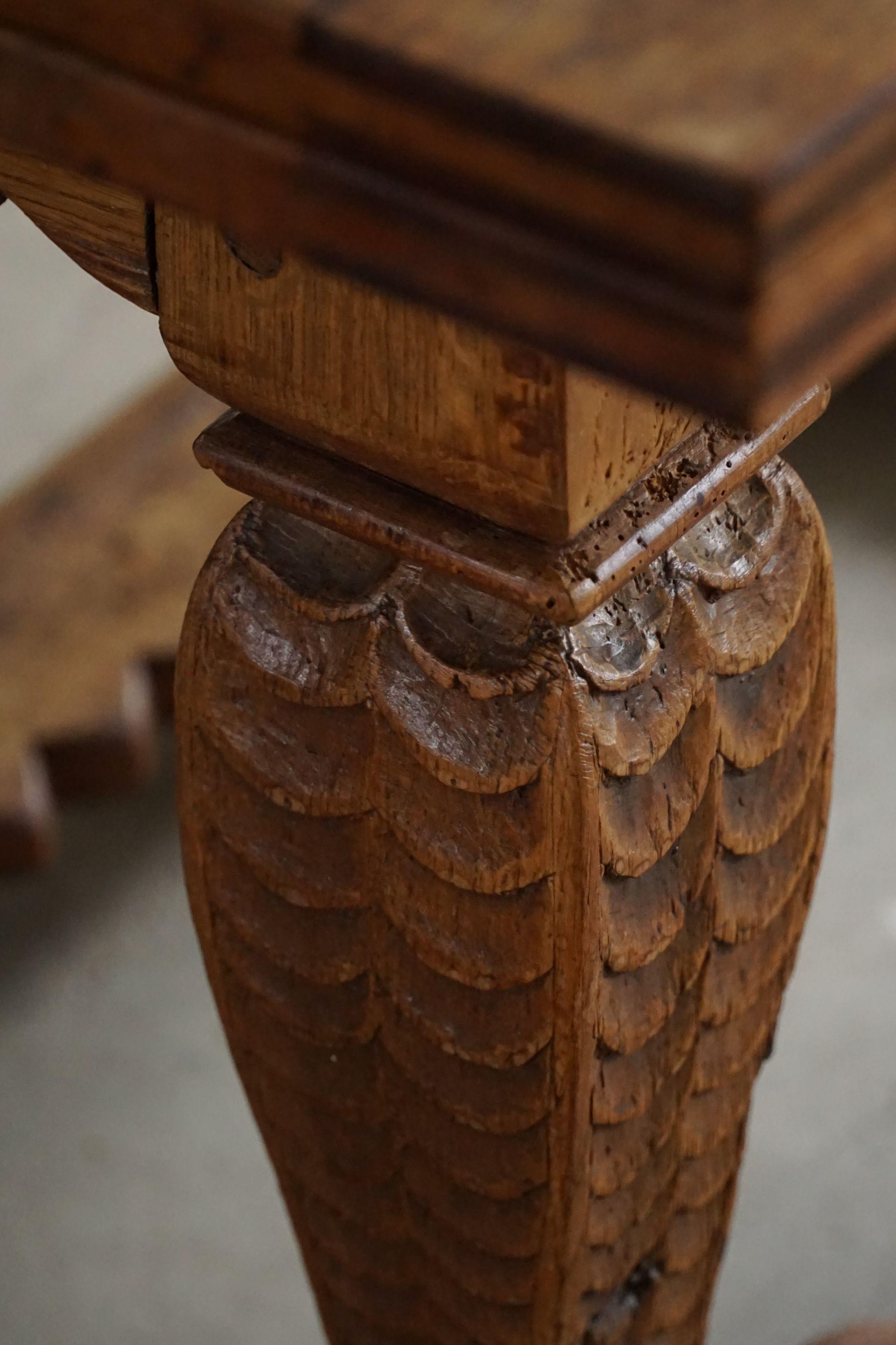 Antiker Barock-Ess-/Schreibtischtisch aus Eiche, dänischer Schreiner, 19. Jahrhundert  im Angebot 5
