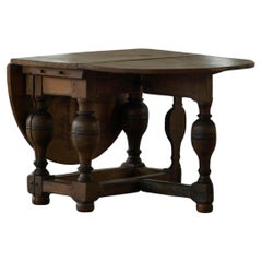 Antique Baroque Drop-Leaf Table in Oak, Danish Cabinetmaker, 19th Century