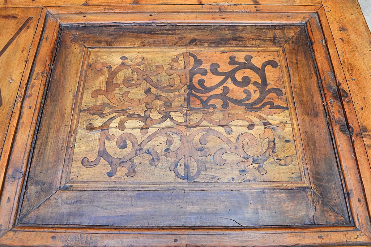 Antique Baroque Fruitwood Inlaid Desk / Cassone Chest, Mid-17th Century For Sale 6