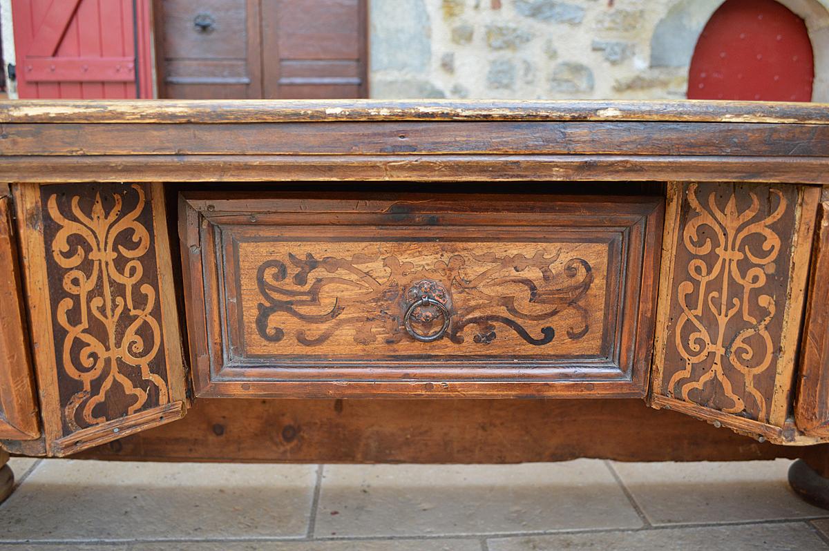 Antique Baroque Fruitwood Inlaid Desk / Cassone Chest, Mid-17th Century For Sale 13