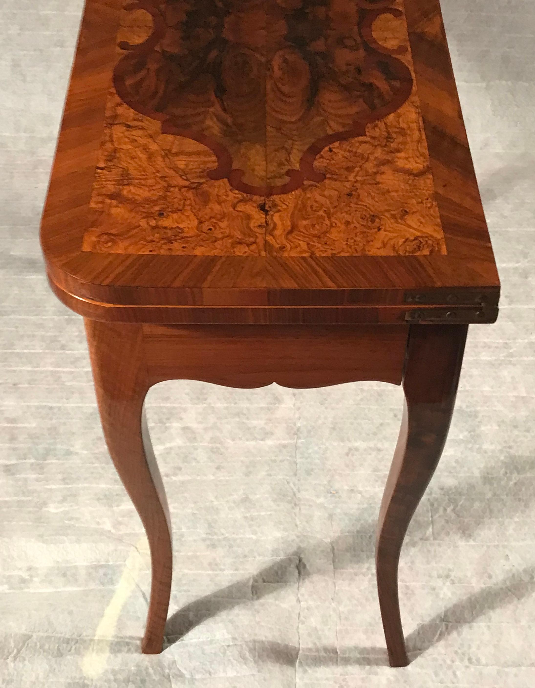 Veneer Antique Baroque Game Table from 1770 - Southern Germany For Sale