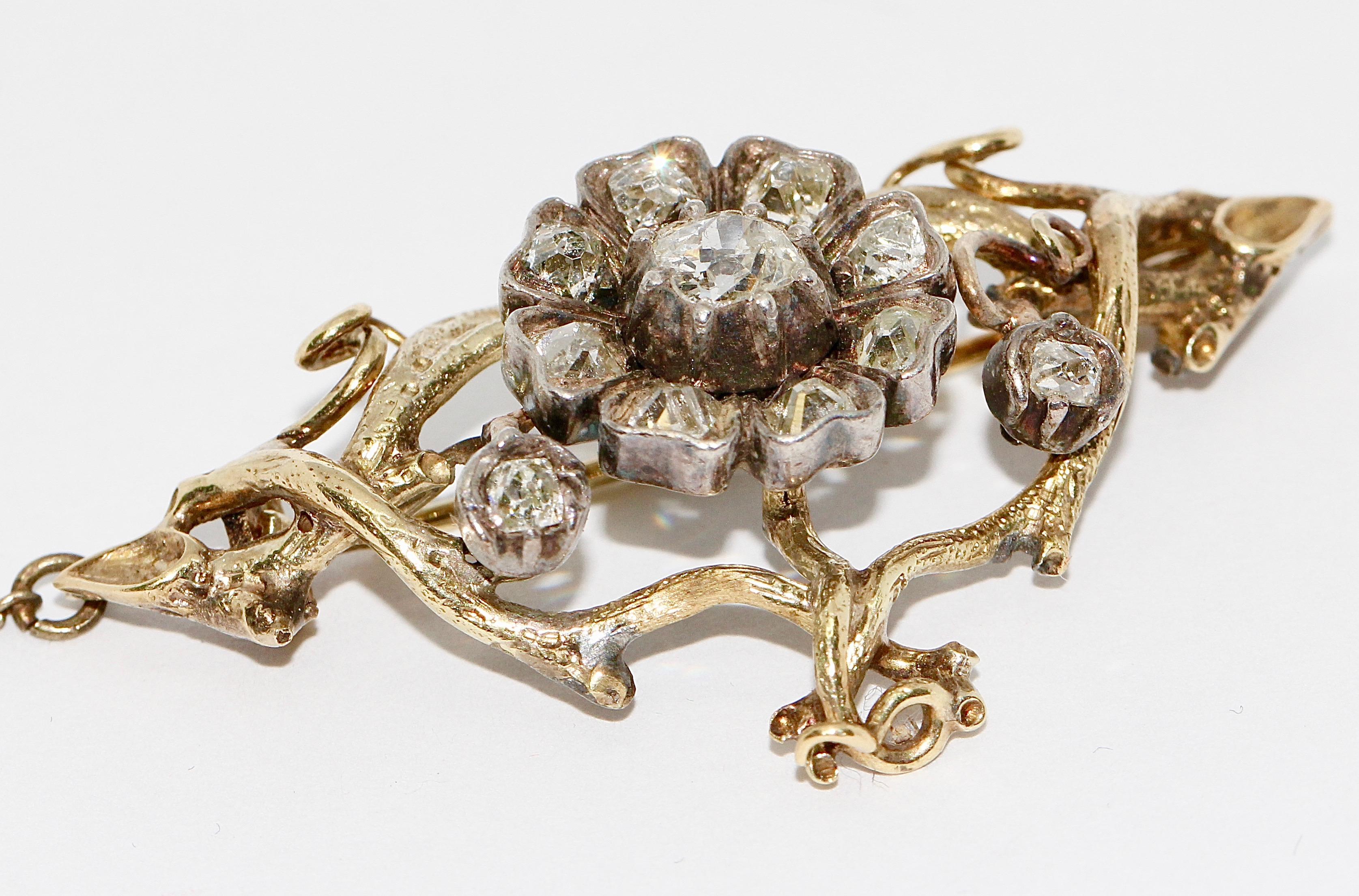 Antike Barock-Diamantbrosche aus Gold im Zustand „Gut“ im Angebot in Berlin, DE