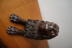 Antique Baroque Handcarved Lion Sculpture, Italian or Austrian