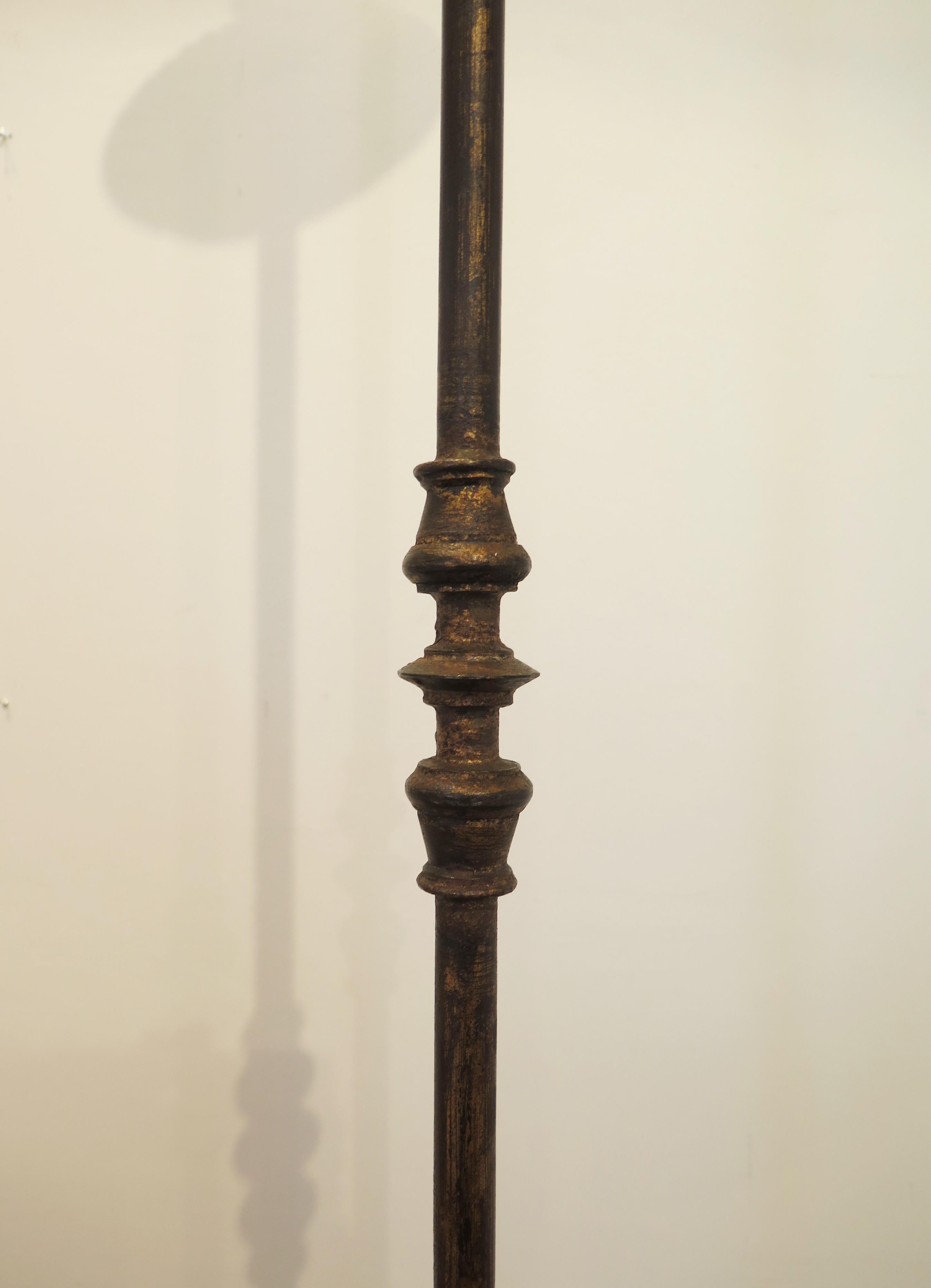 Antique baroque iron torchère already wired and ready for use. Floor lamp measures 59