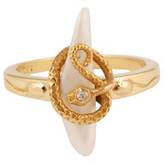 Antique Baroque Pearl Gold Serpent Ring