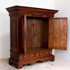 Antique Baroque Pine Armoire with Heavily Paneled Doors, Denmark