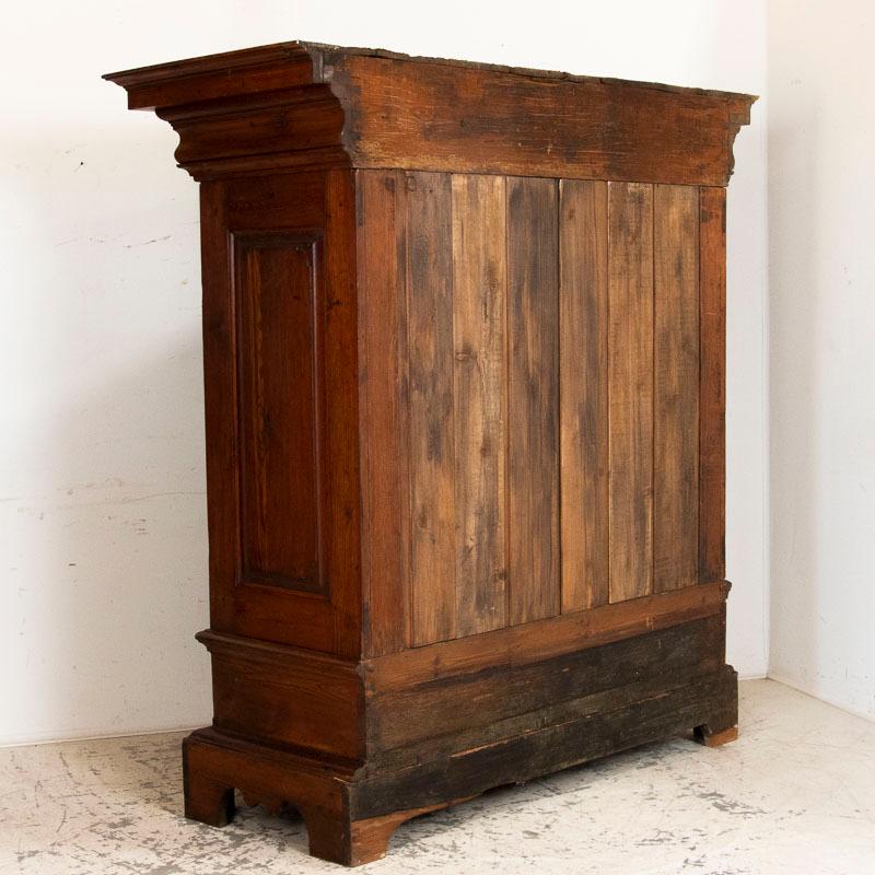 Danish Antique Baroque Pine Armoire with Heavily Paneled Doors, Denmark For Sale