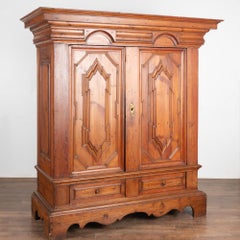 Antique Baroque Pine Armoire With Heavy Paneled Doors, Denmark circa 1800-20
