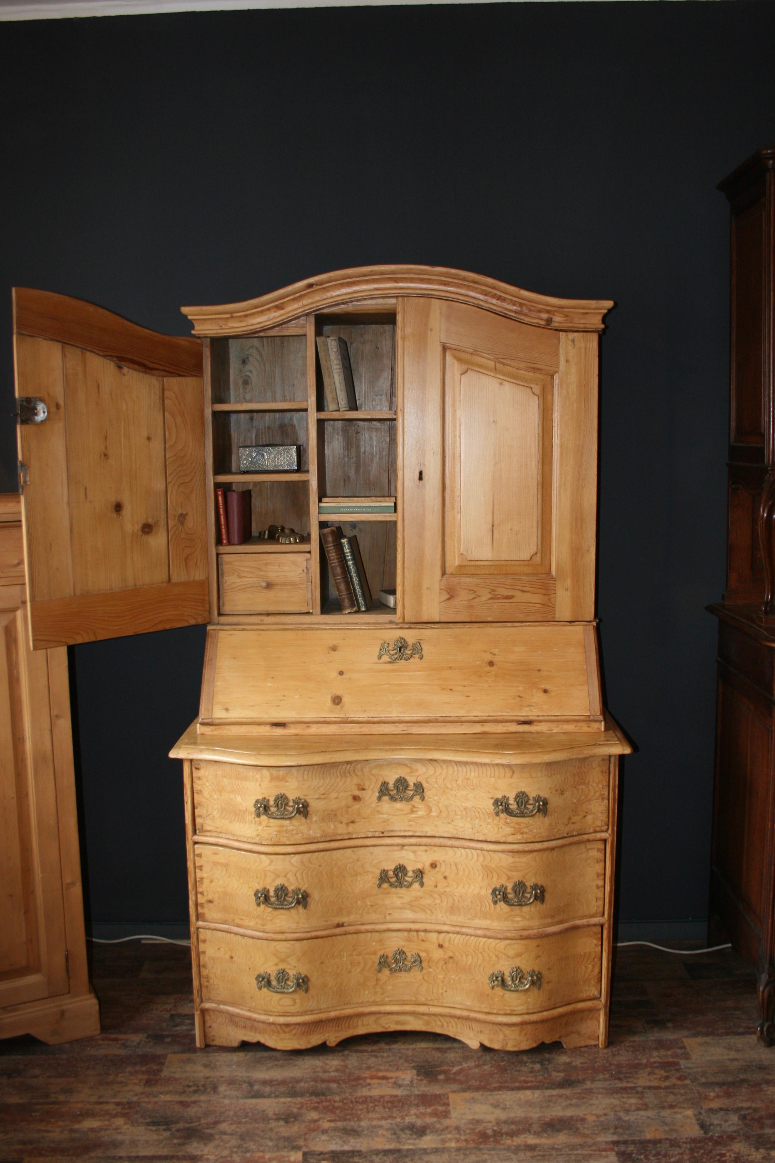 Antique Baroque Pine Secretaire, 18th Century 8