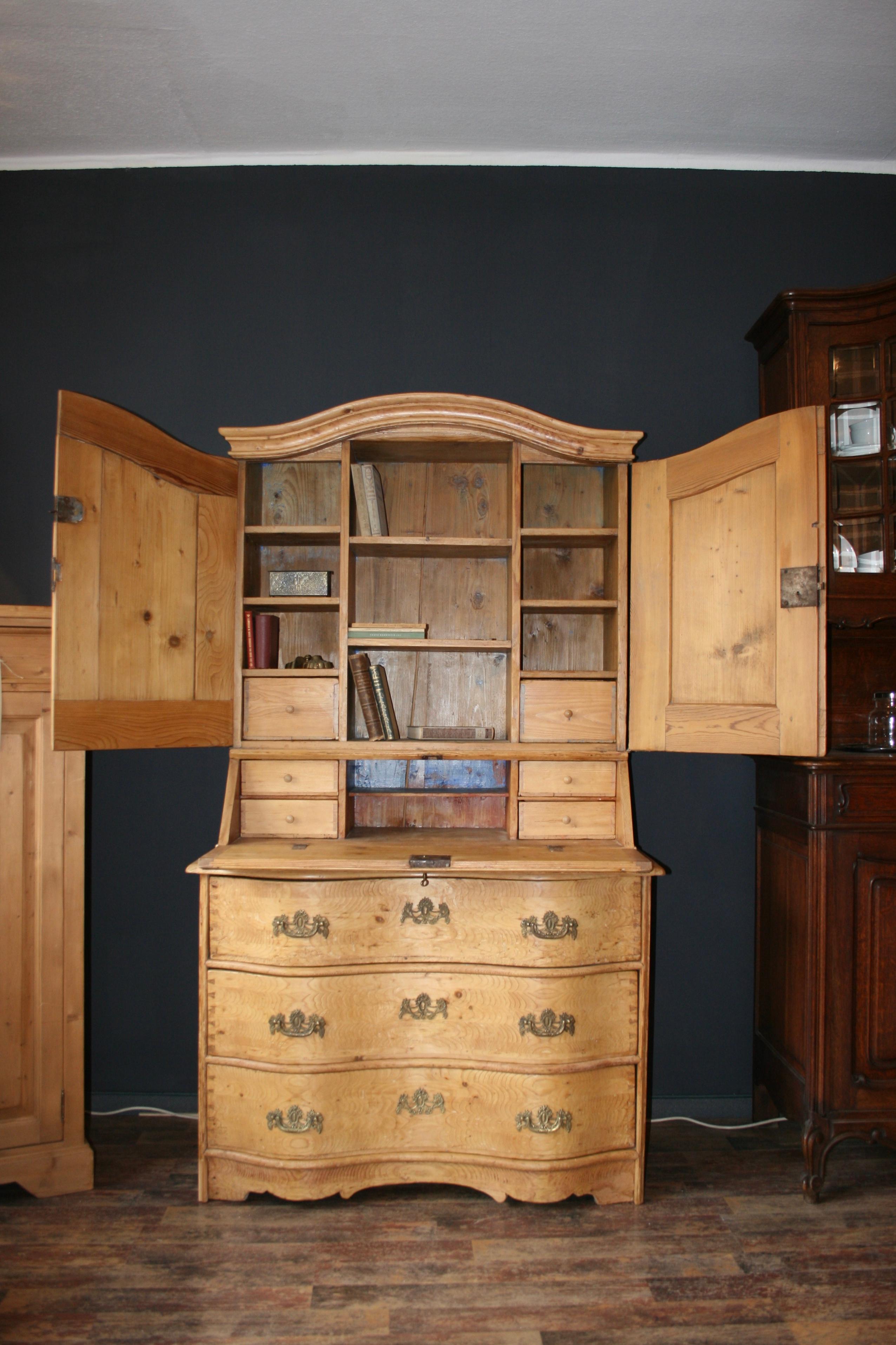 Antique Baroque Pine Secretaire, 18th Century 11