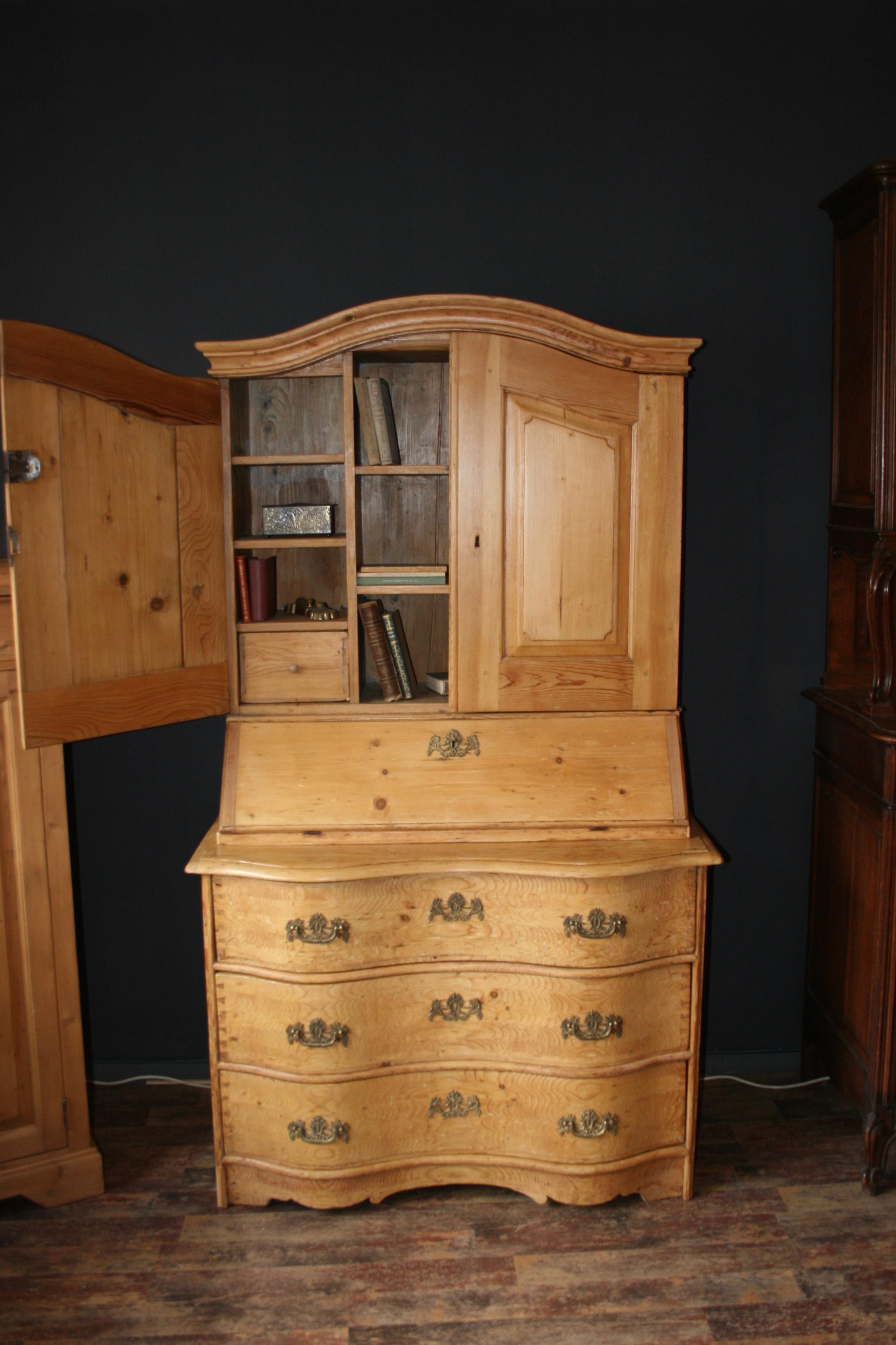 European Antique Baroque Pine Secretaire, 18th Century