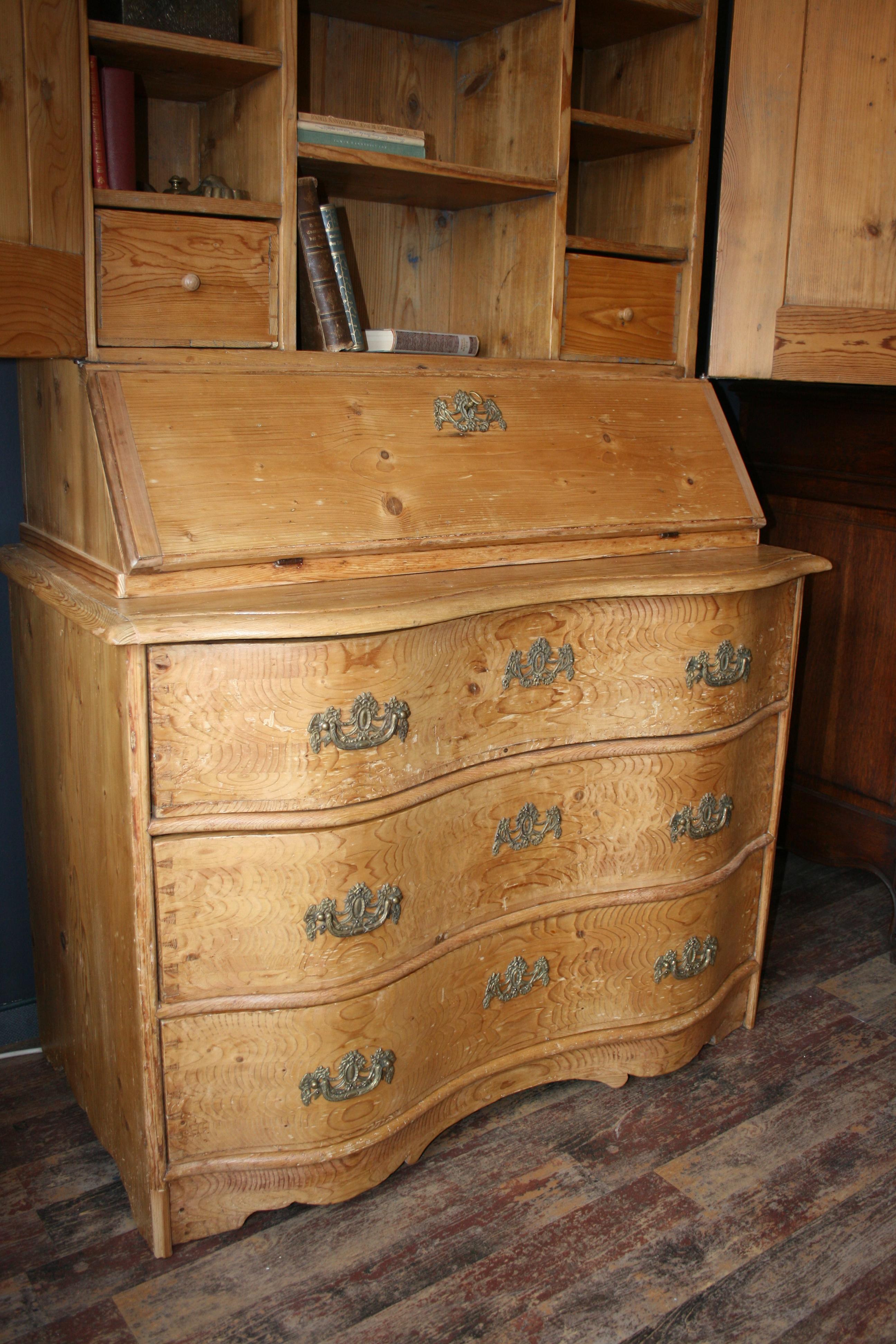 Antique Baroque Pine Secretaire, 18th Century 1