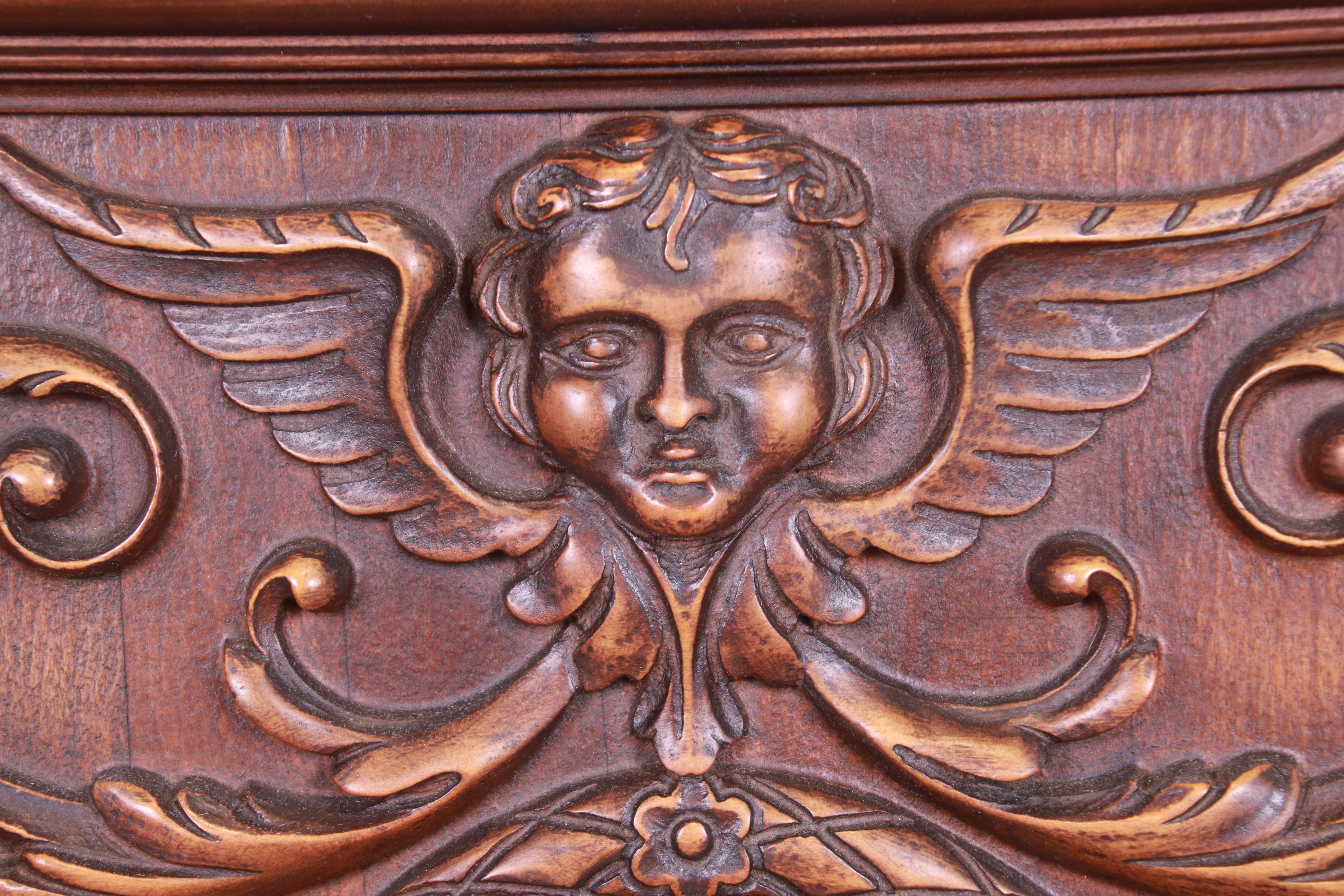 Antique Baroque Renaissance Carved Walnut Bar Cabinet 3