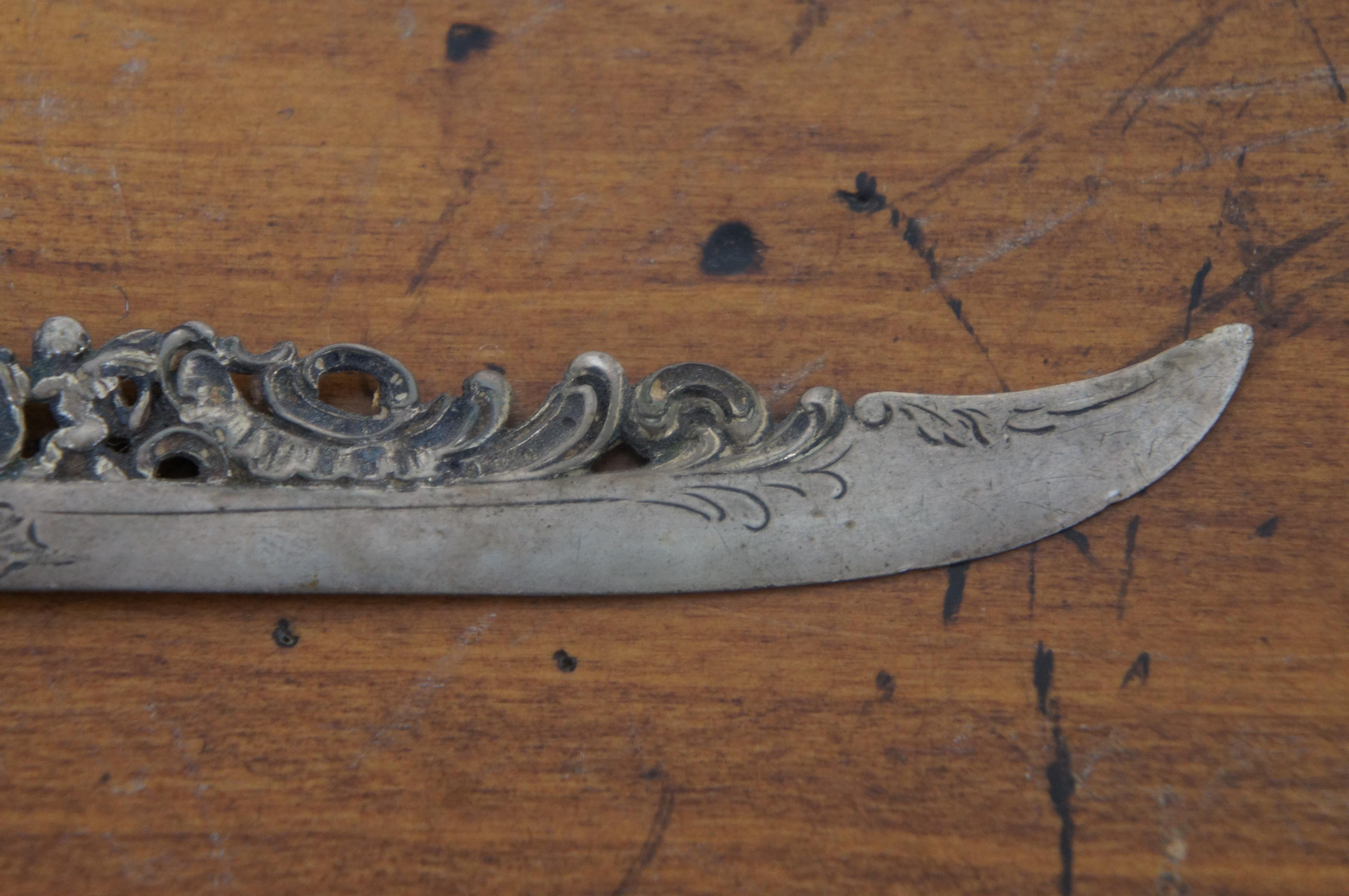 Antique Richard Garten Baroque Reticulated 800 Silver Porcelain Handle Knife 7