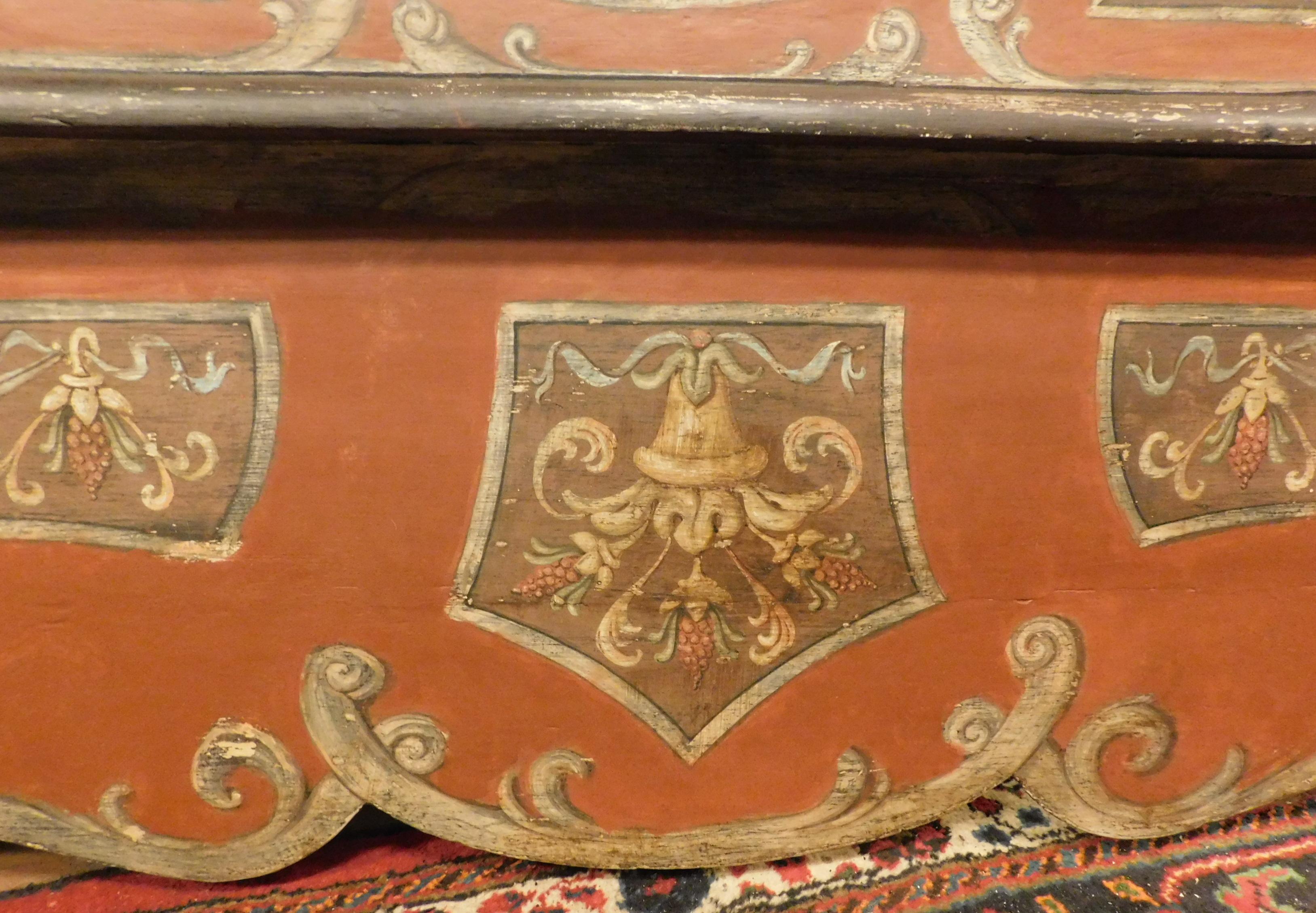 18th Century and Earlier Antique Baroque Side Bench in Lacquered Poplar, 18th Century Italy 'Florence'
