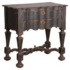 Antique Baroque Side Table Painted Black from Denmark
