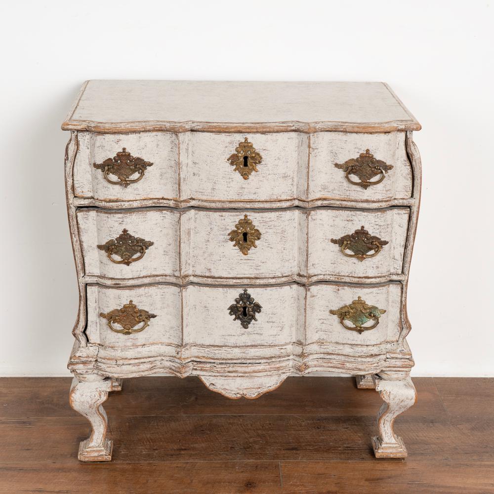 Gustavian Antique Baroque Small White Painted Chest of Drawers, Sweden, circa 1760