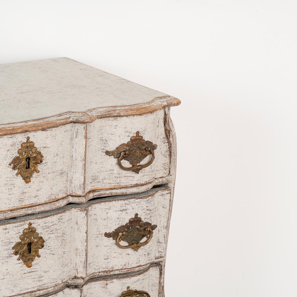 18th Century Antique Baroque Small White Painted Chest of Drawers, Sweden, circa 1760